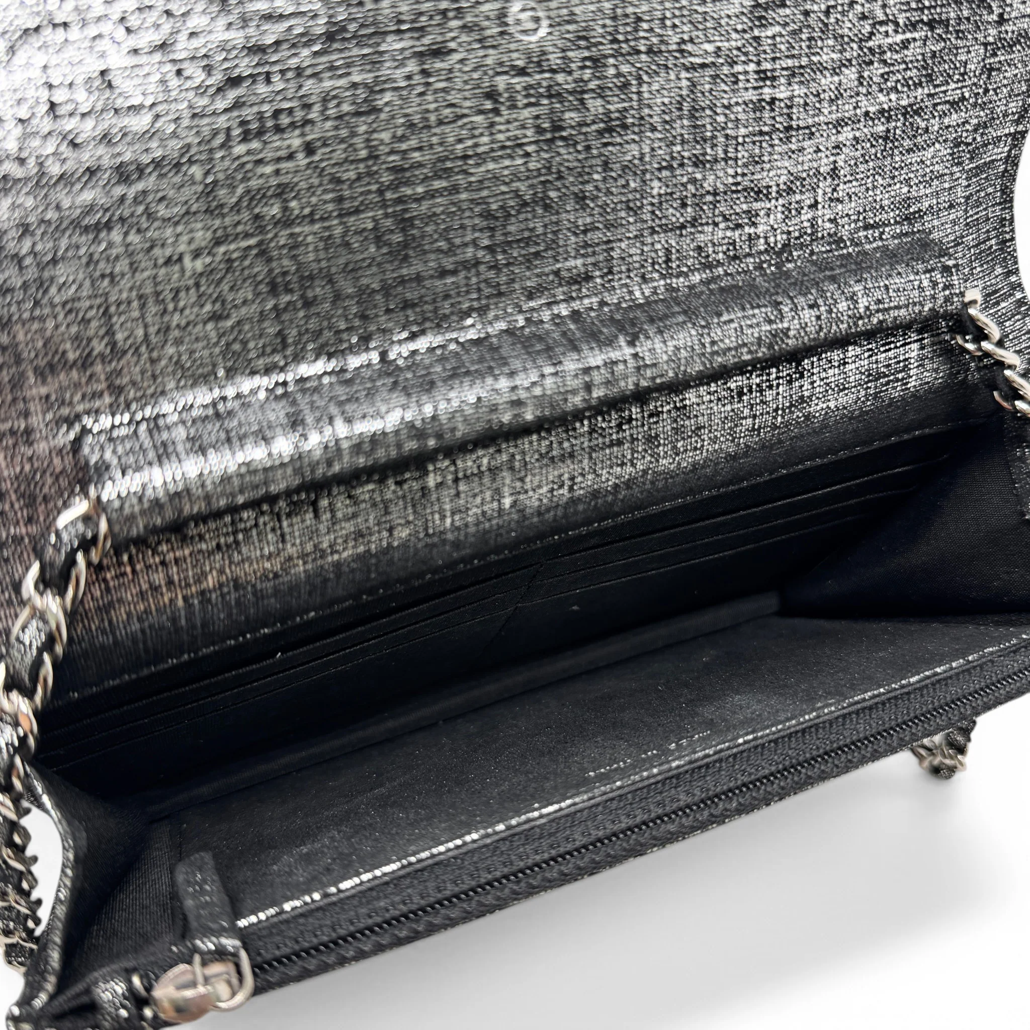 Chanel Metallic Canvas Wallet On Chain - Image 12