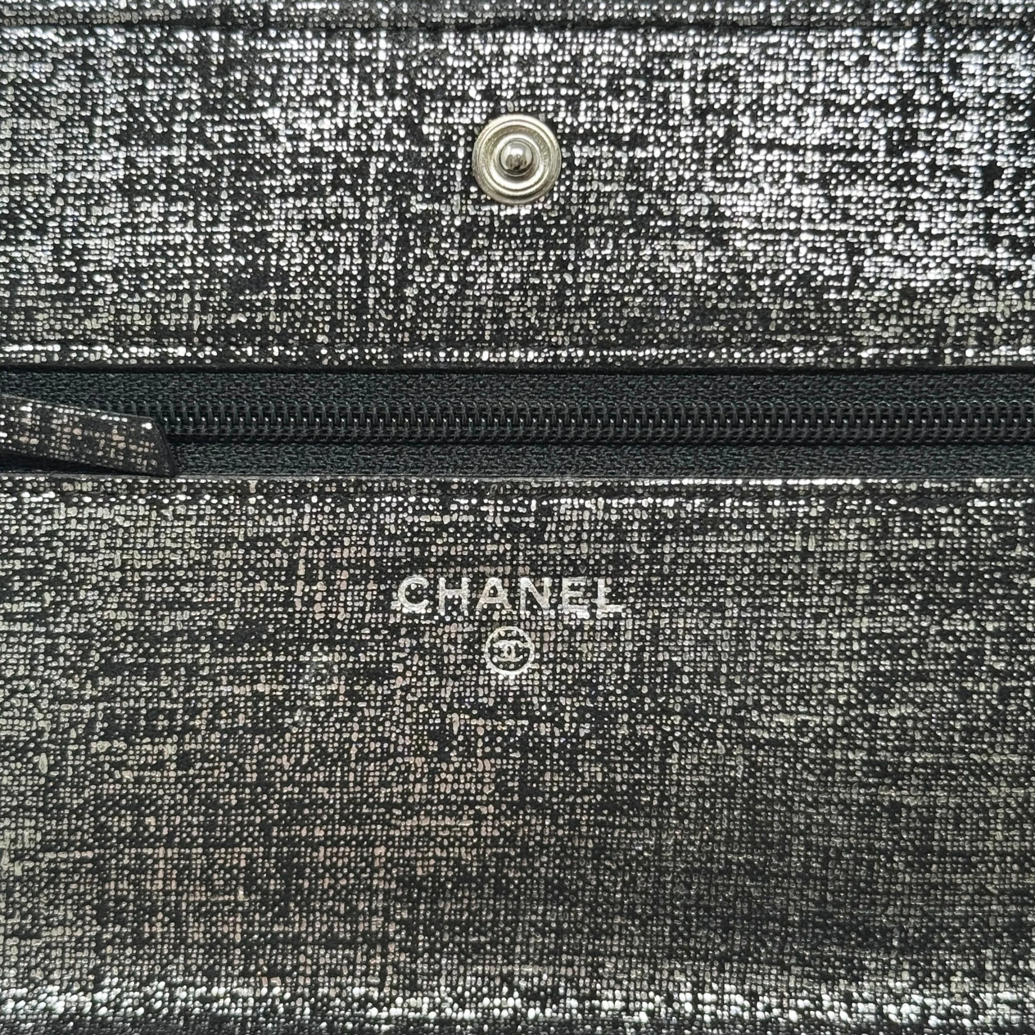 Chanel Metallic Canvas Wallet On Chain - Image 14