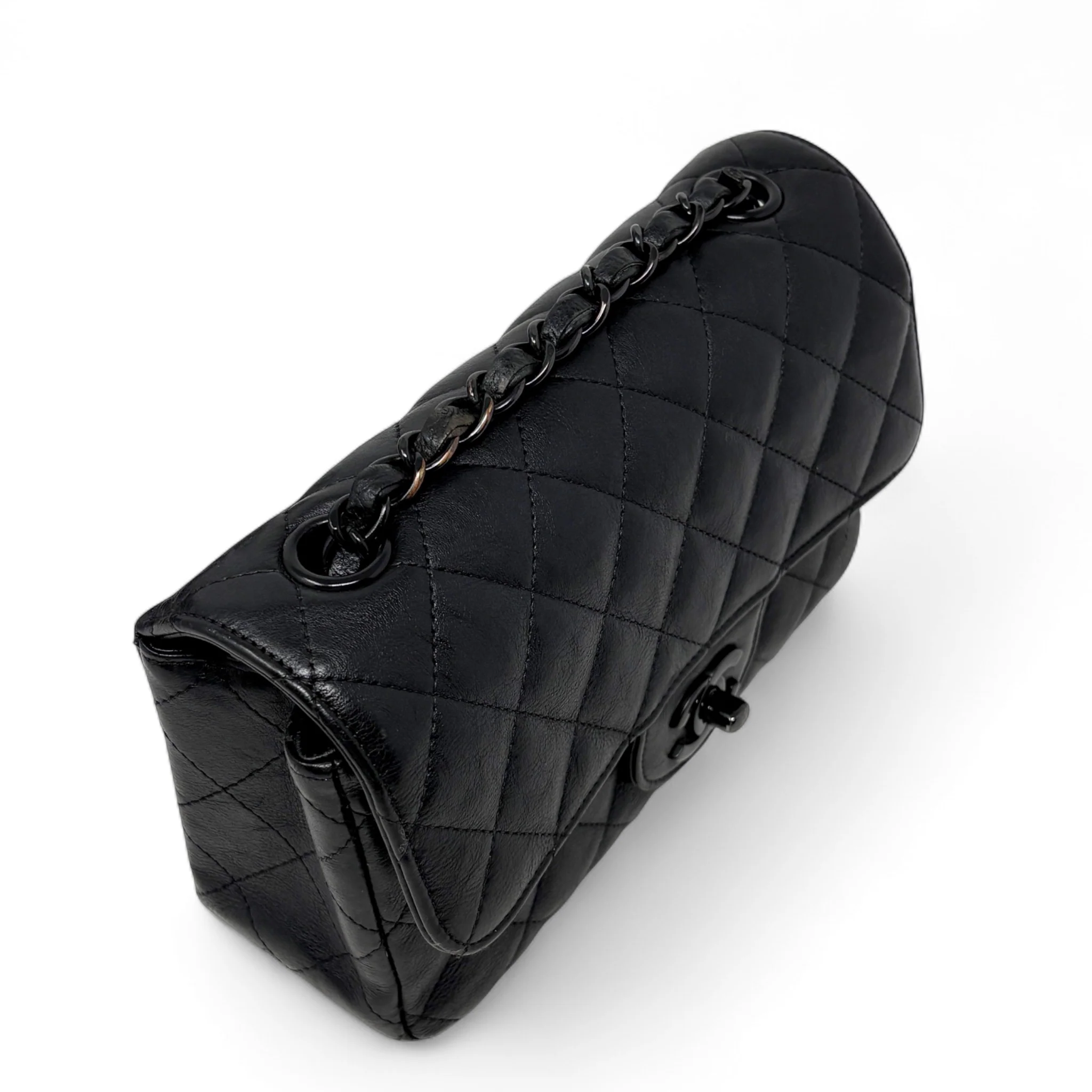 Chanel So Black Crumpled Calfskin Mini Rectangle Bag - Image 16
