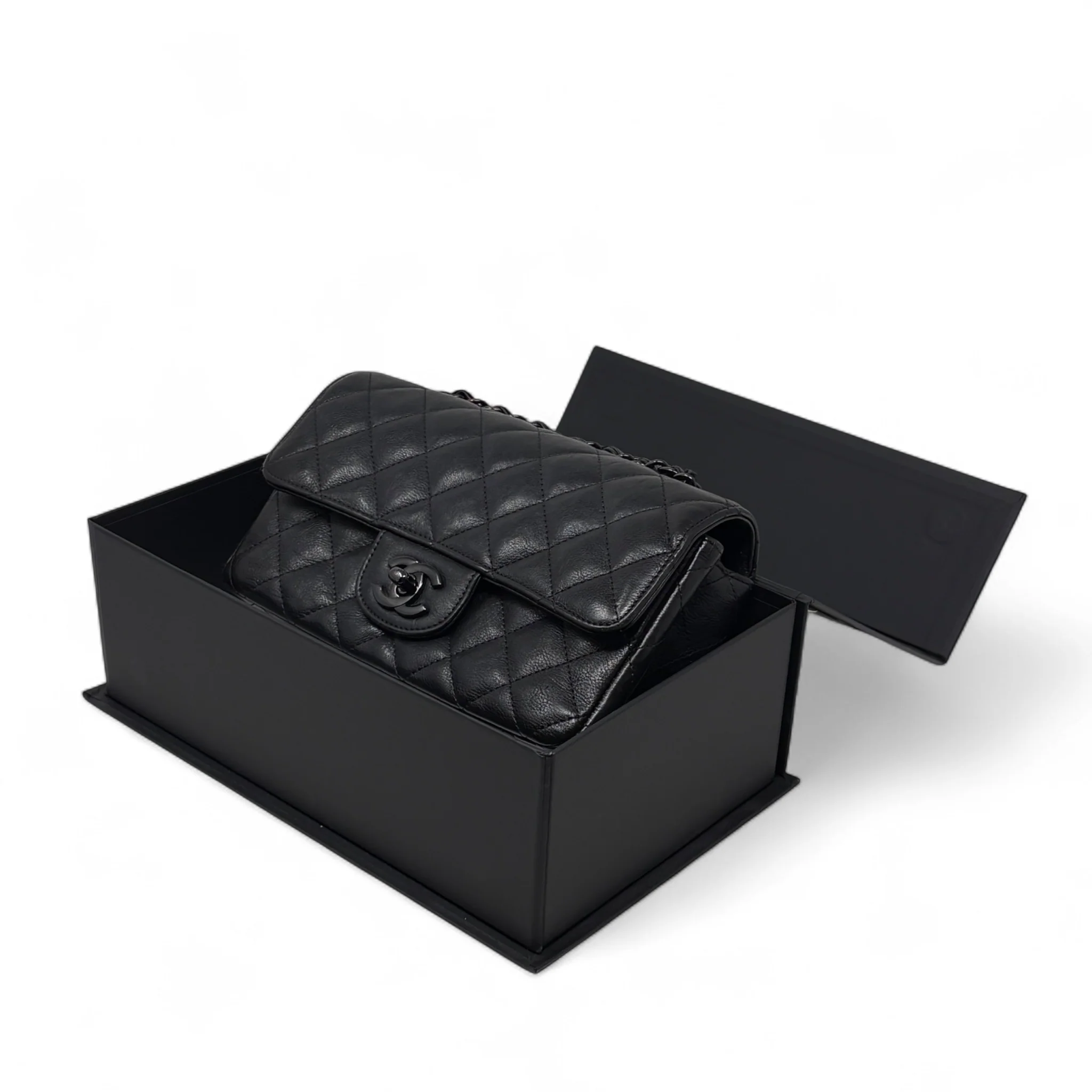 Chanel So Black Crumpled Calfskin Mini Rectangle Bag - Image 19