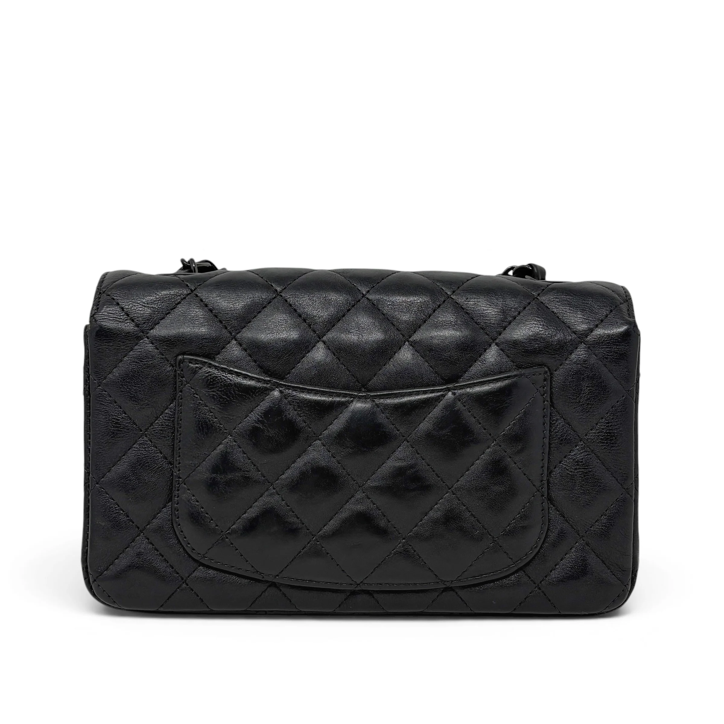 Chanel So Black Crumpled Calfskin Mini Rectangle Bag - Image 3