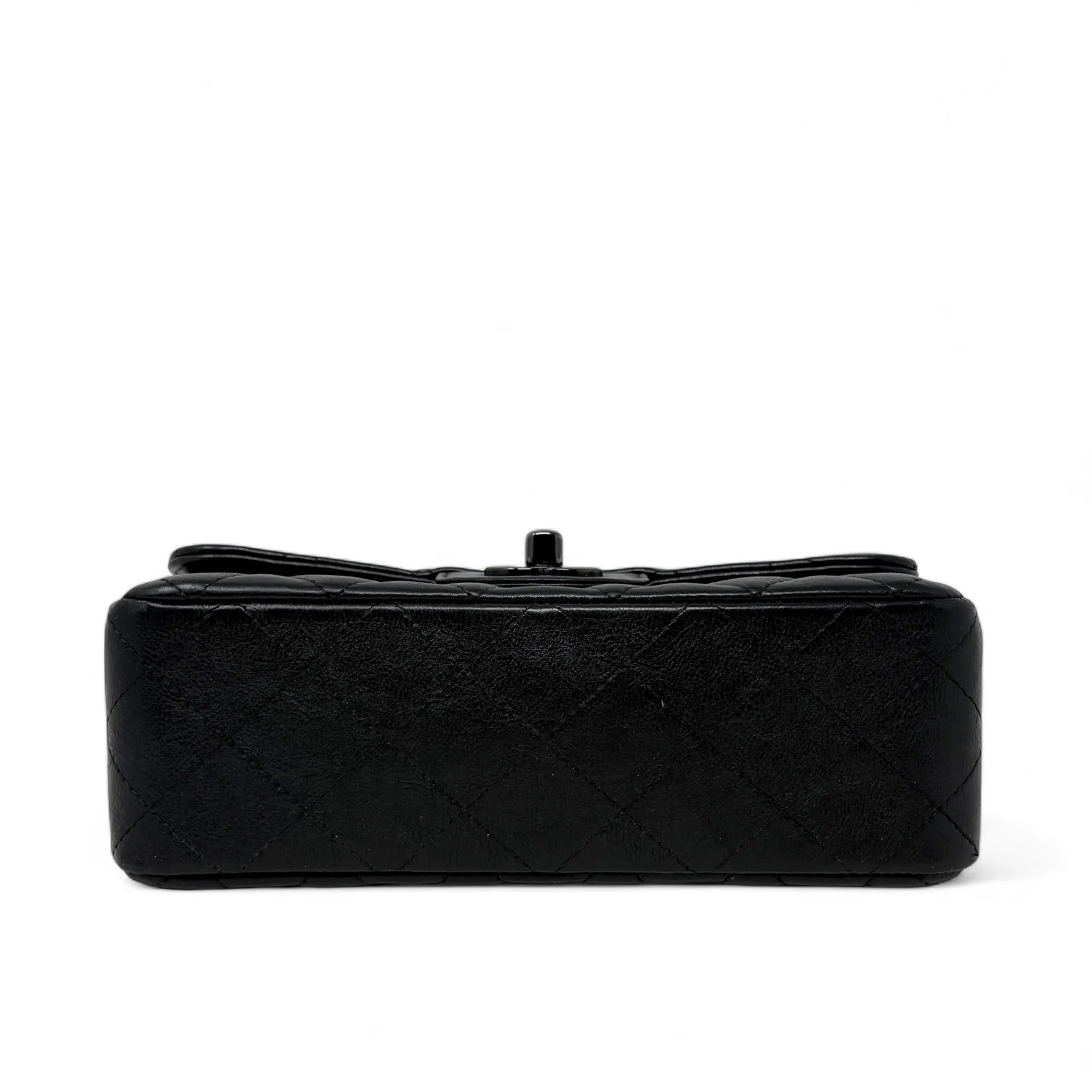 Chanel So Black Crumpled Calfskin Mini Rectangle Bag - Image 6