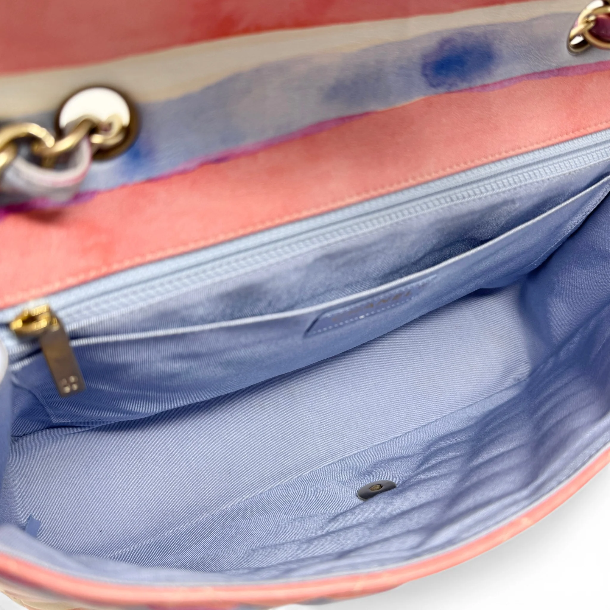 Chanel Striped Watercolor Jumbo Single Flap - Image 12
