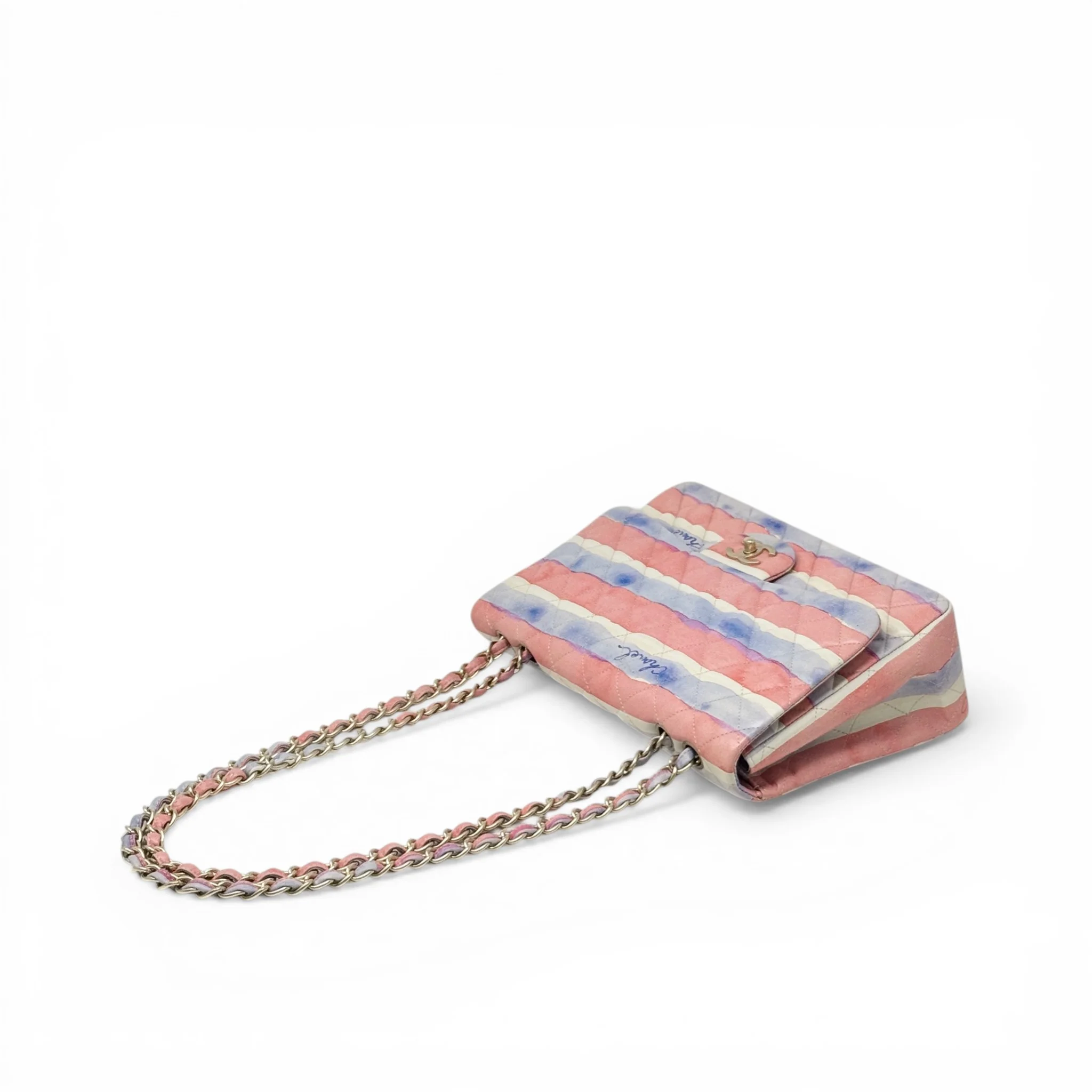 Chanel Striped Watercolor Jumbo Single Flap - Image 15