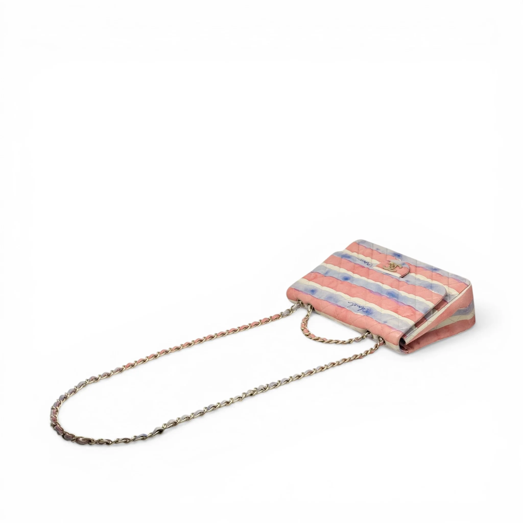 Chanel Striped Watercolor Jumbo Single Flap - Image 16