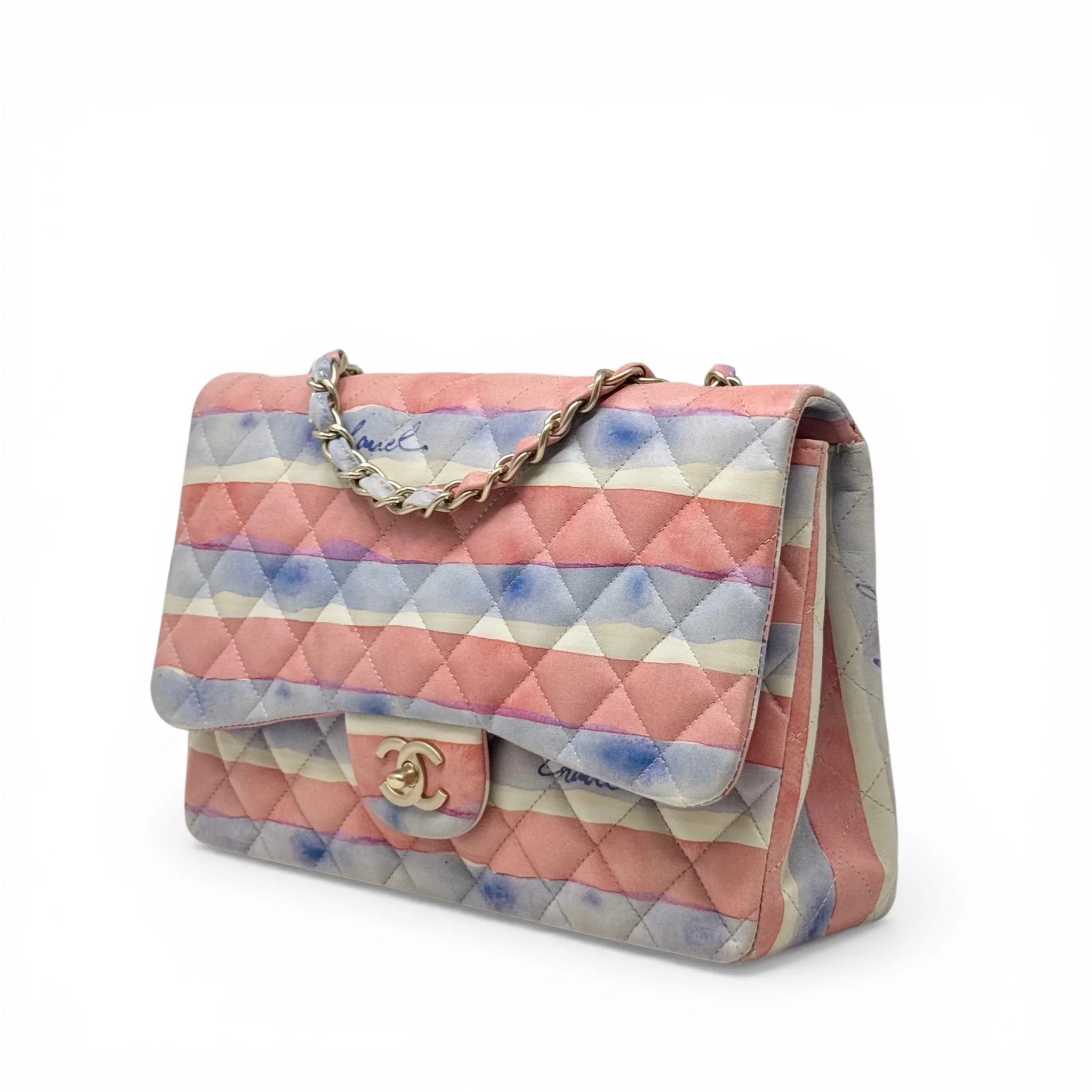 Chanel Striped Watercolor Jumbo Single Flap - Image 2
