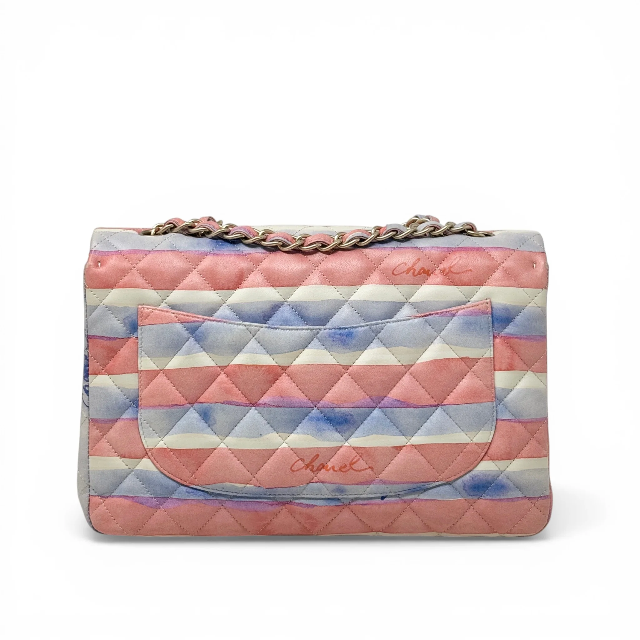 Chanel Striped Watercolor Jumbo Single Flap - Image 3