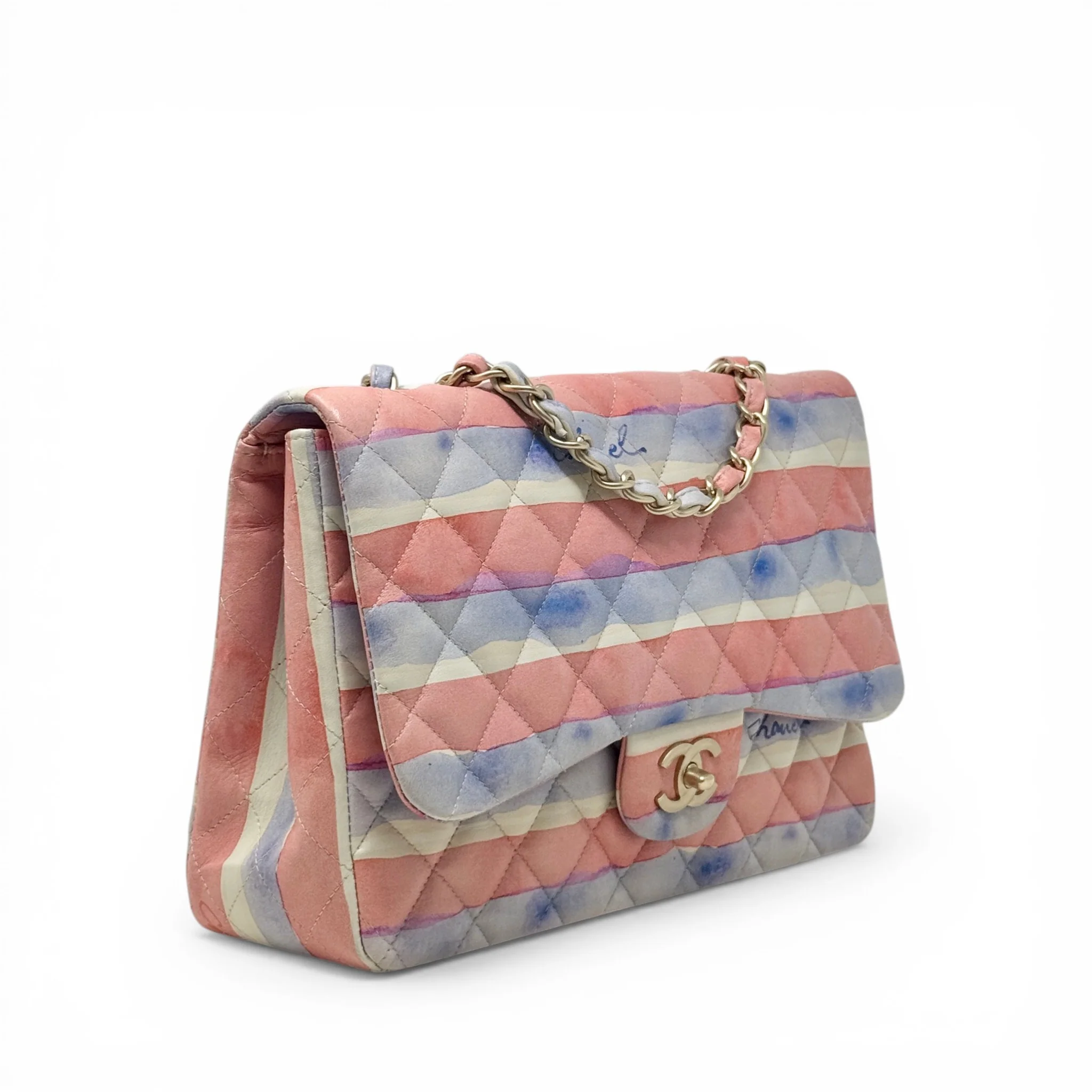 Chanel Striped Watercolor Jumbo Single Flap - Image 4