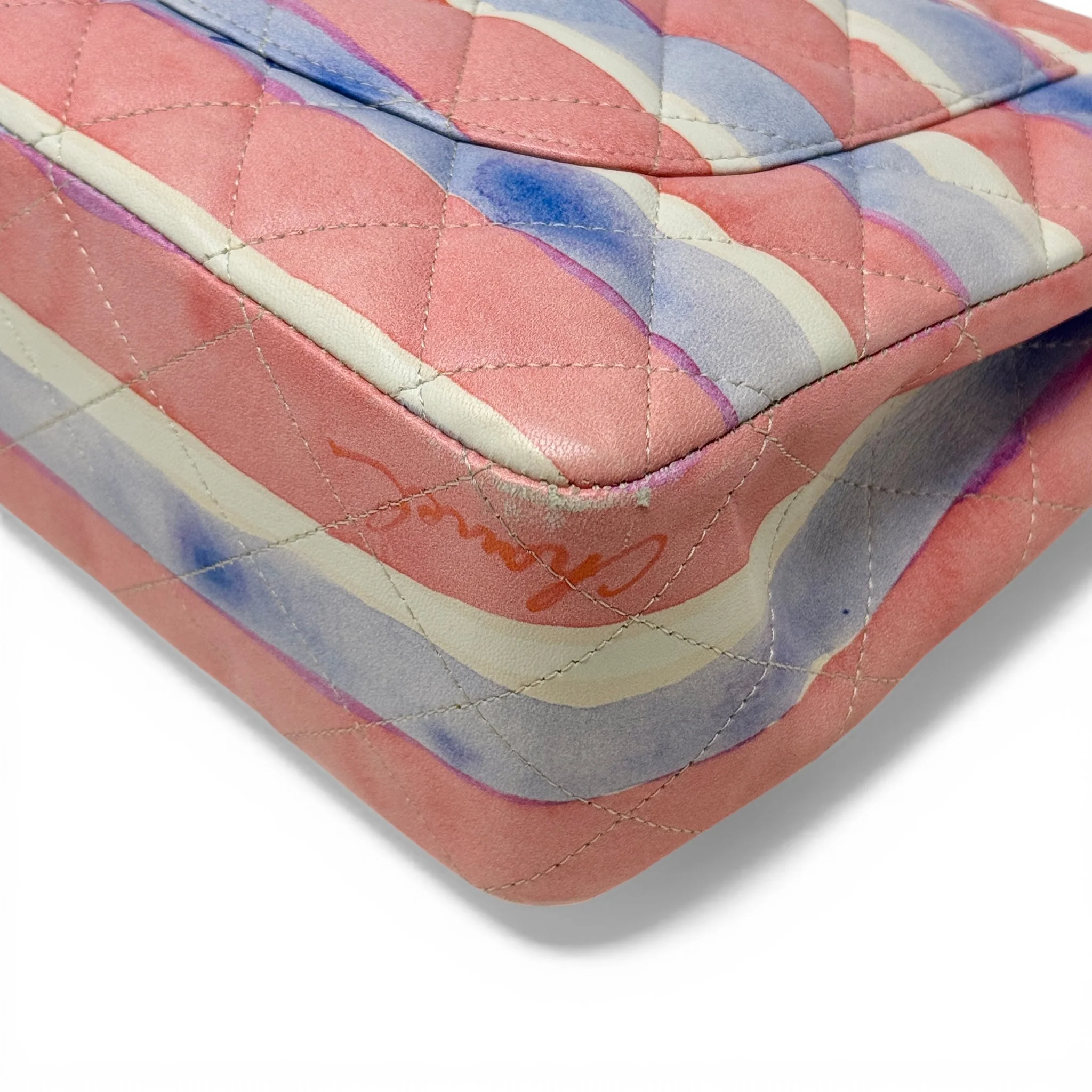 Chanel Striped Watercolor Jumbo Single Flap - Image 8