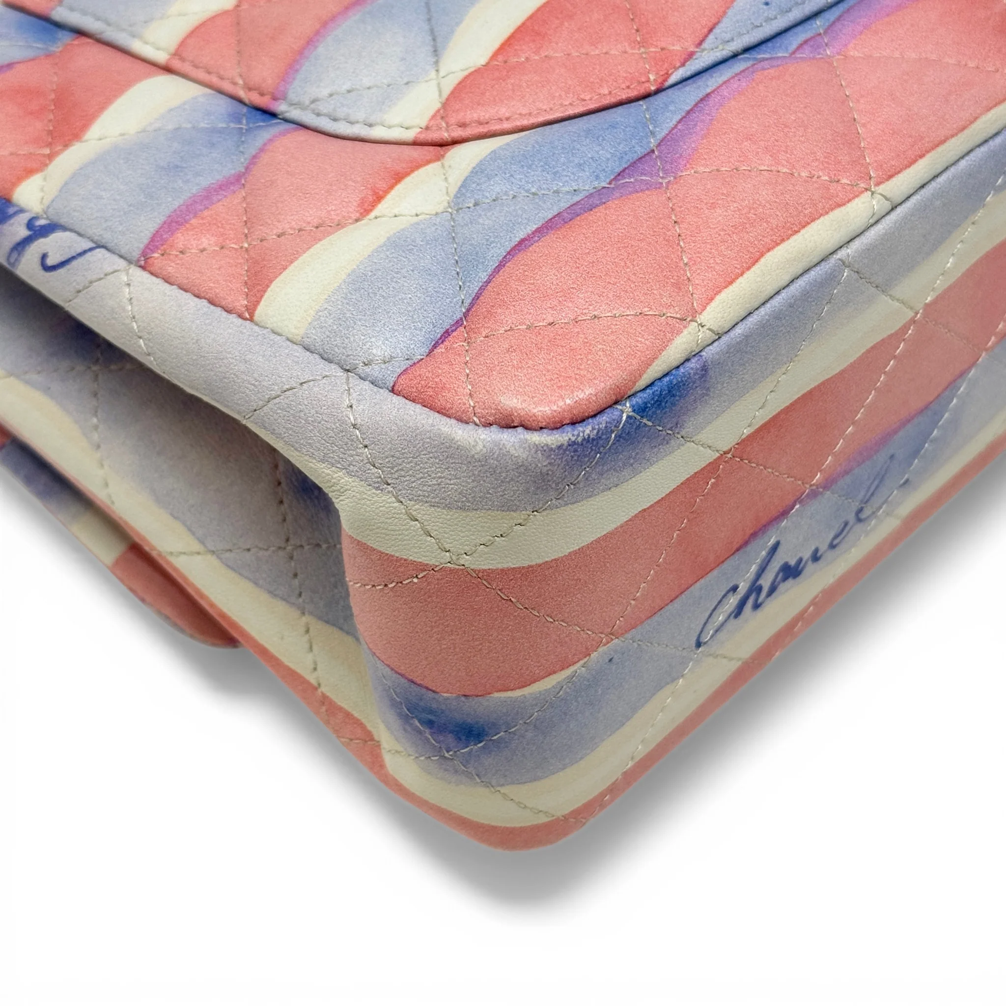 Chanel Striped Watercolor Jumbo Single Flap - Image 9
