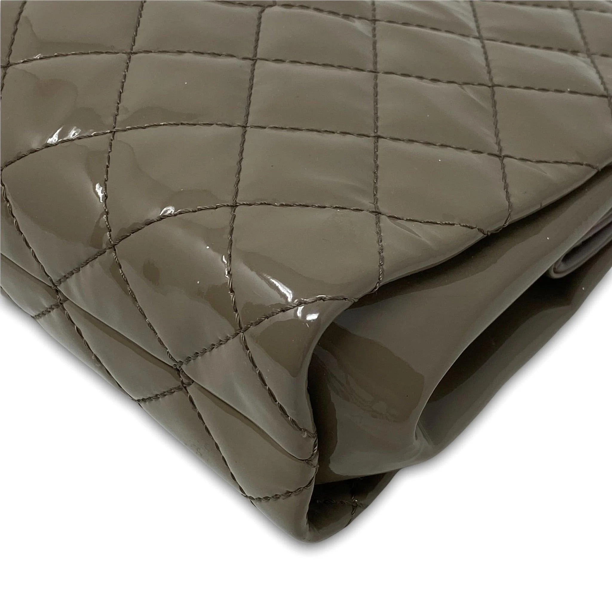 Chanel Taupe Patent Timeless Large Clutch - Image 5
