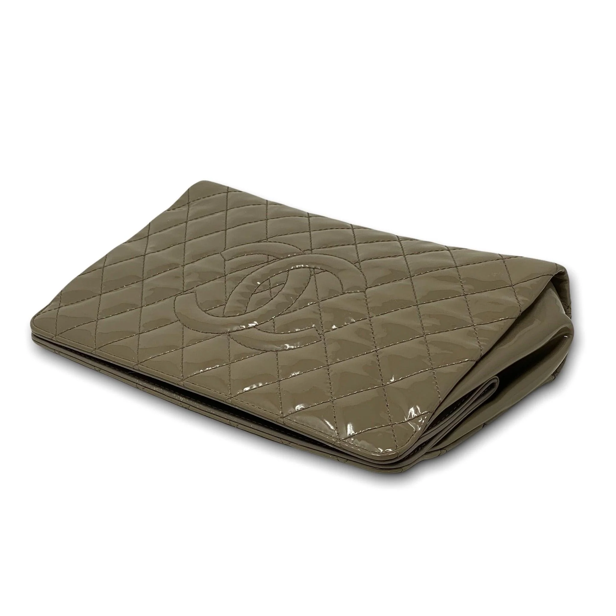 Chanel Taupe Patent Timeless Large Clutch - Image 8