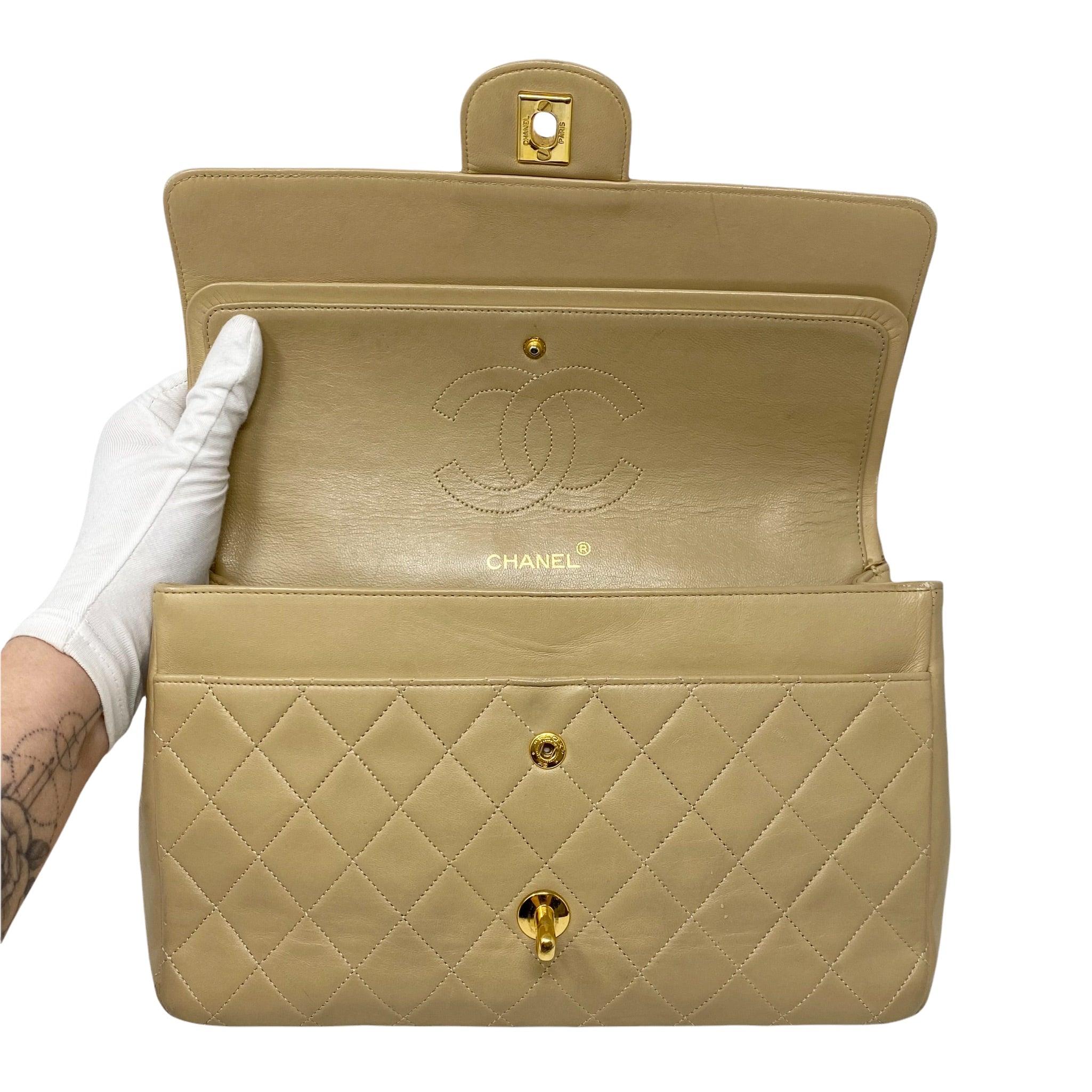 Chanel Vintage Beige Lambskin Medium Flap - Image 11