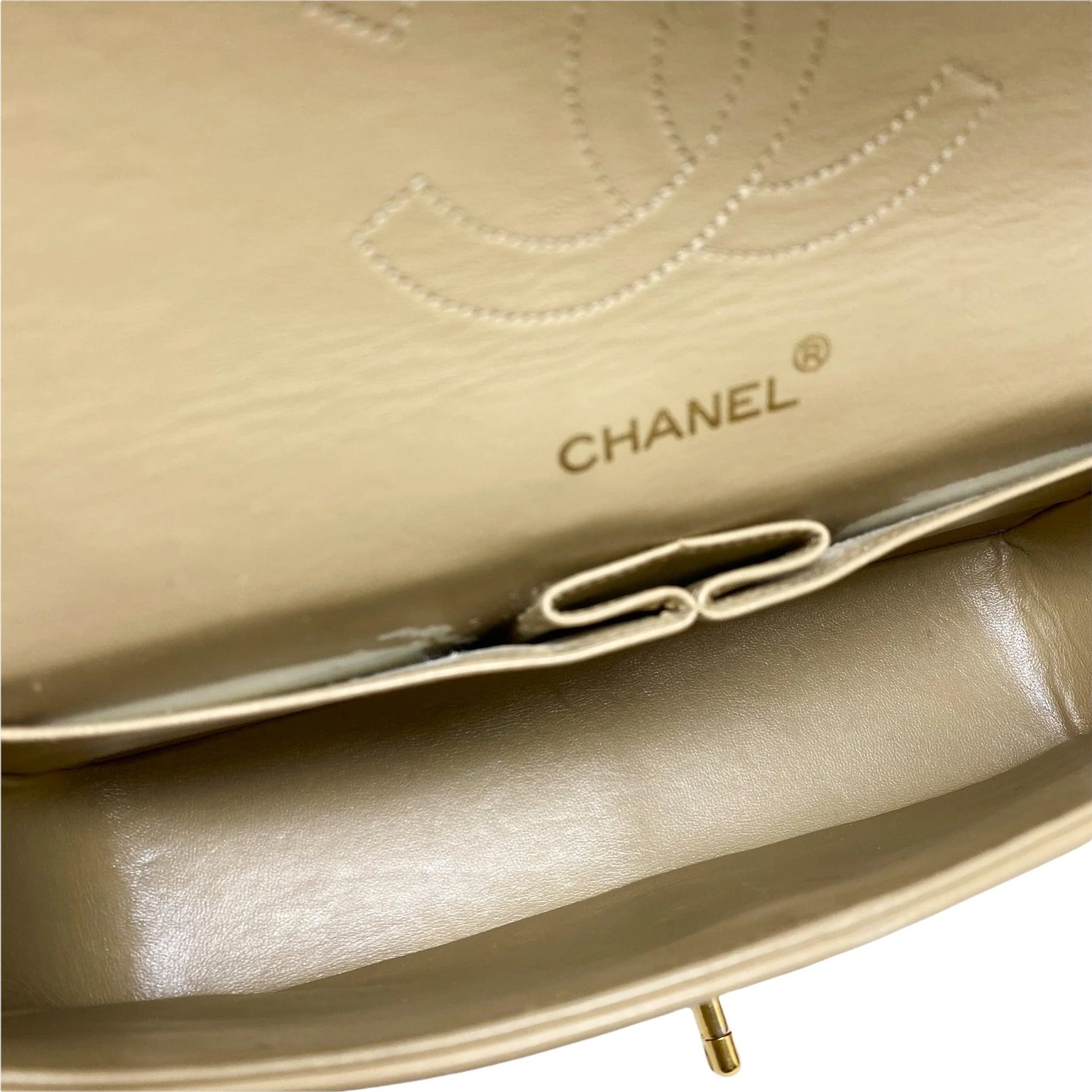 Chanel Vintage Beige Lambskin Medium Flap - Image 12