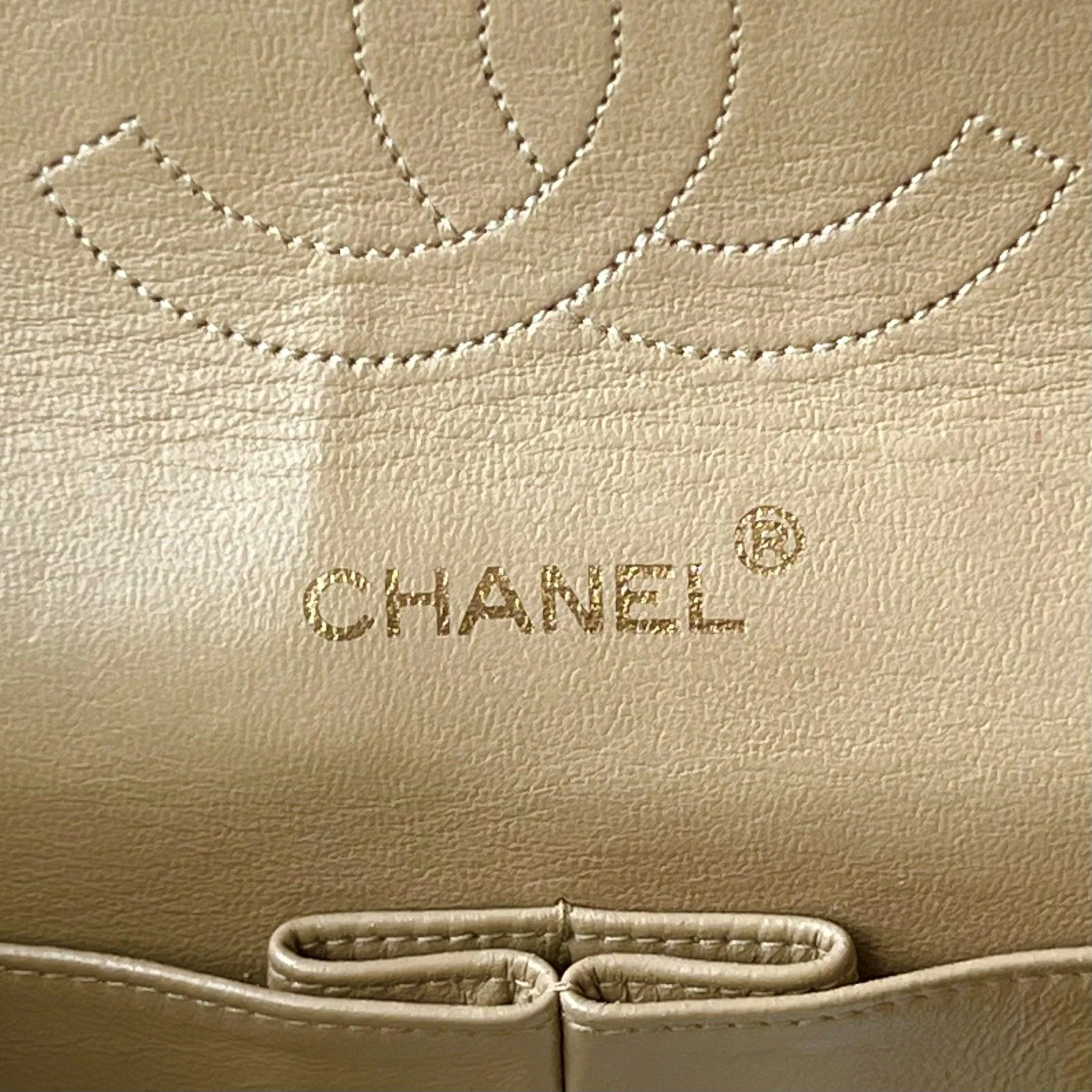 Chanel Vintage Beige Lambskin Medium Flap - Image 16