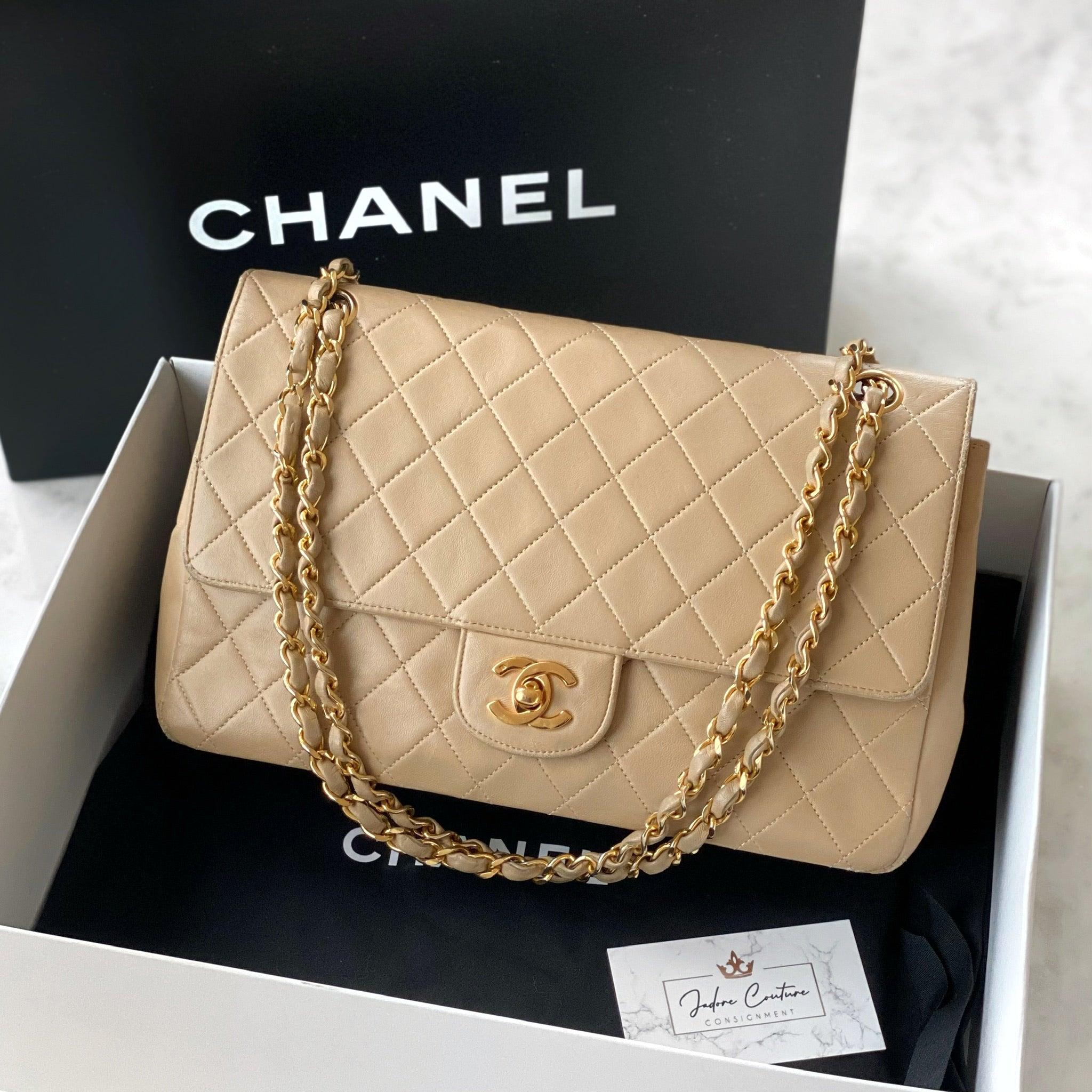 Chanel Vintage Beige Lambskin Medium Flap - Image 18