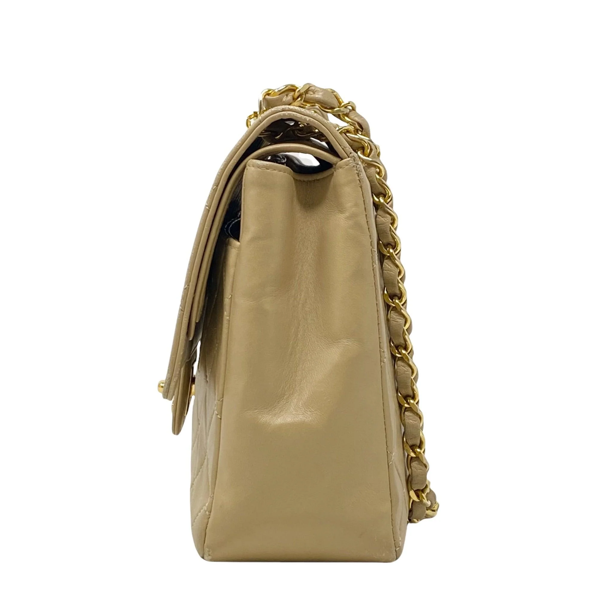Chanel Vintage Beige Lambskin Medium Flap - Image 3