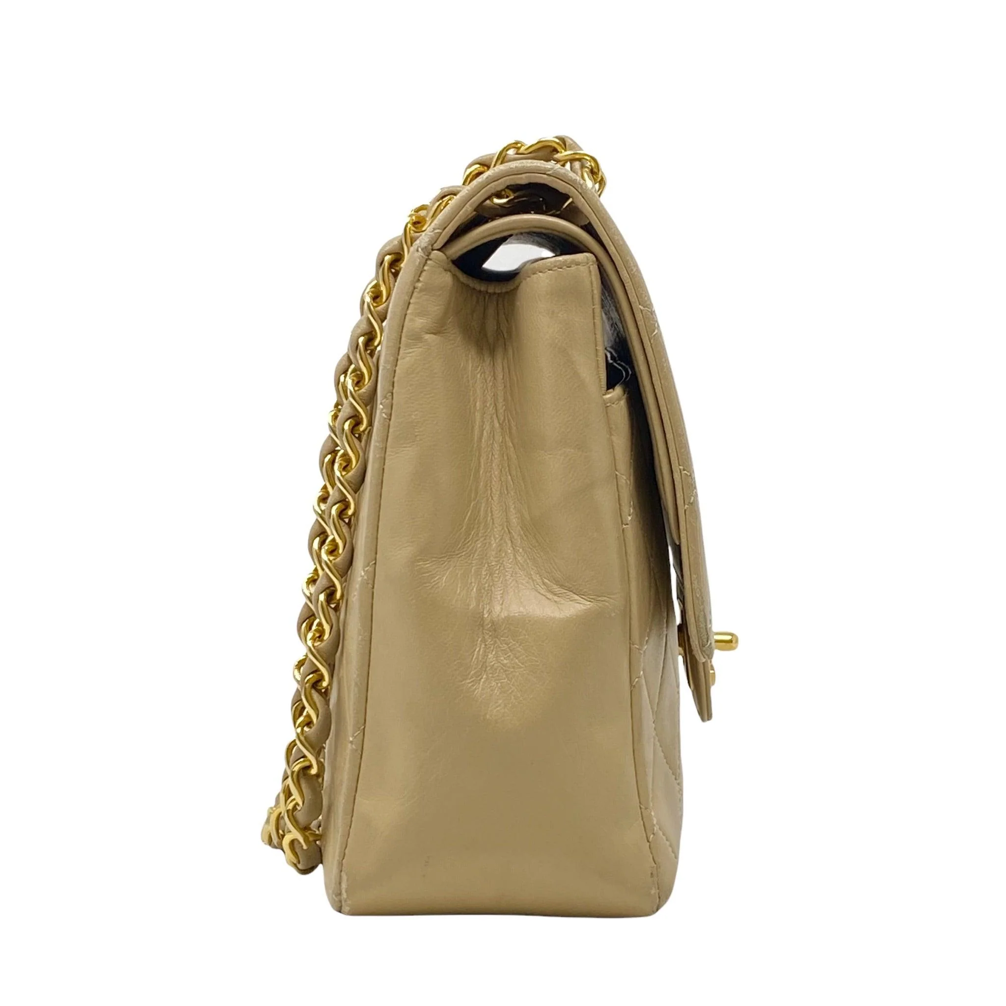 Chanel Vintage Beige Lambskin Medium Flap - Image 4