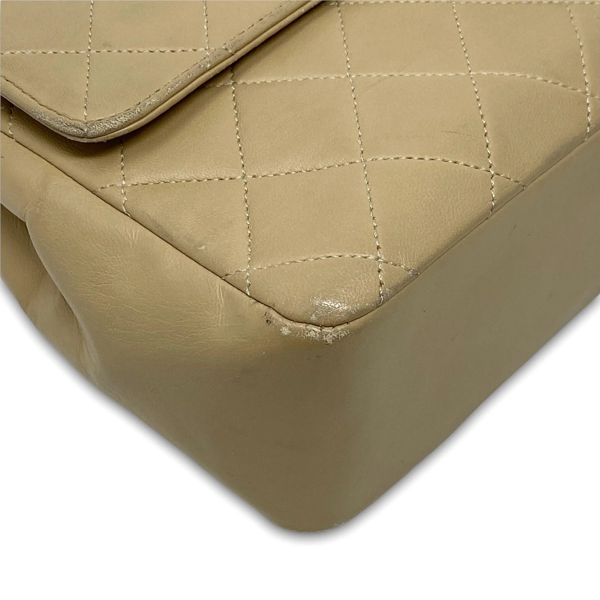 Chanel Vintage Beige Lambskin Medium Flap - Image 6