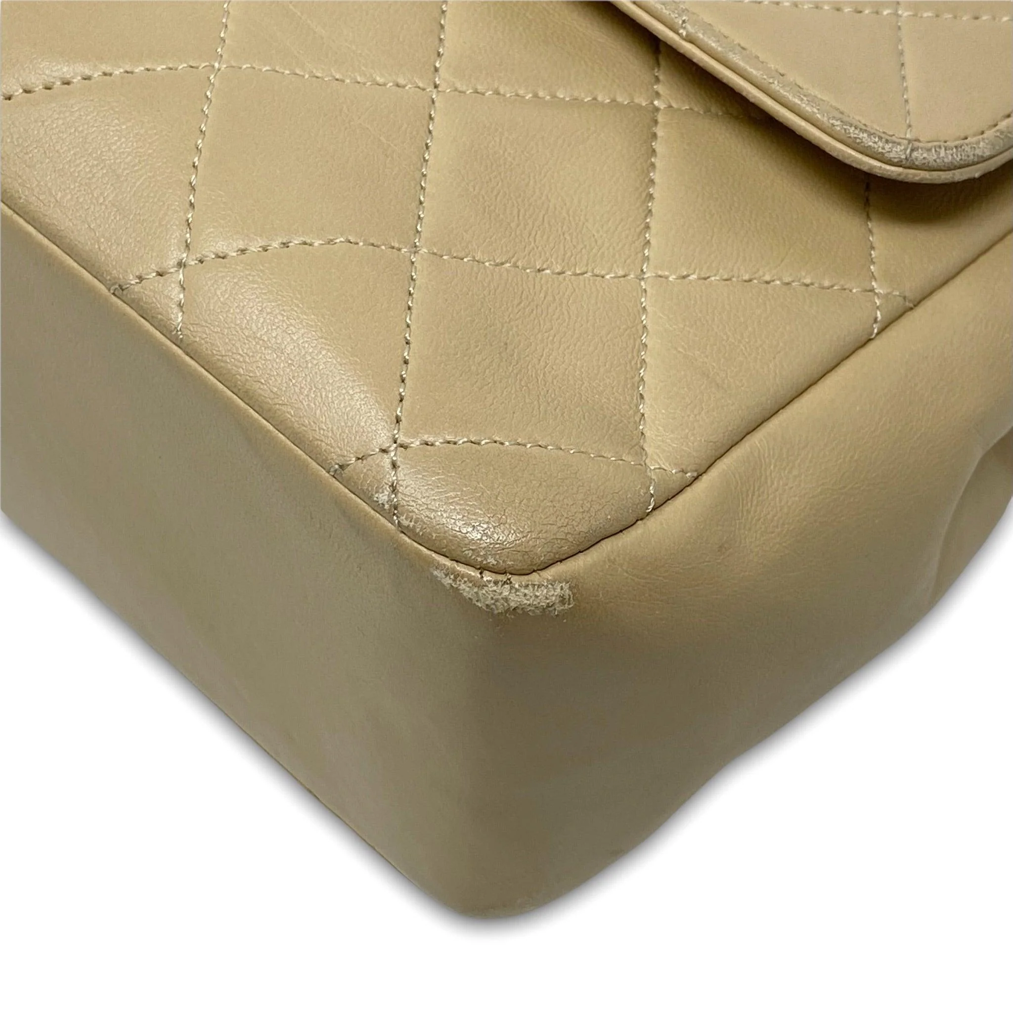 Chanel Vintage Beige Lambskin Medium Flap - Image 7