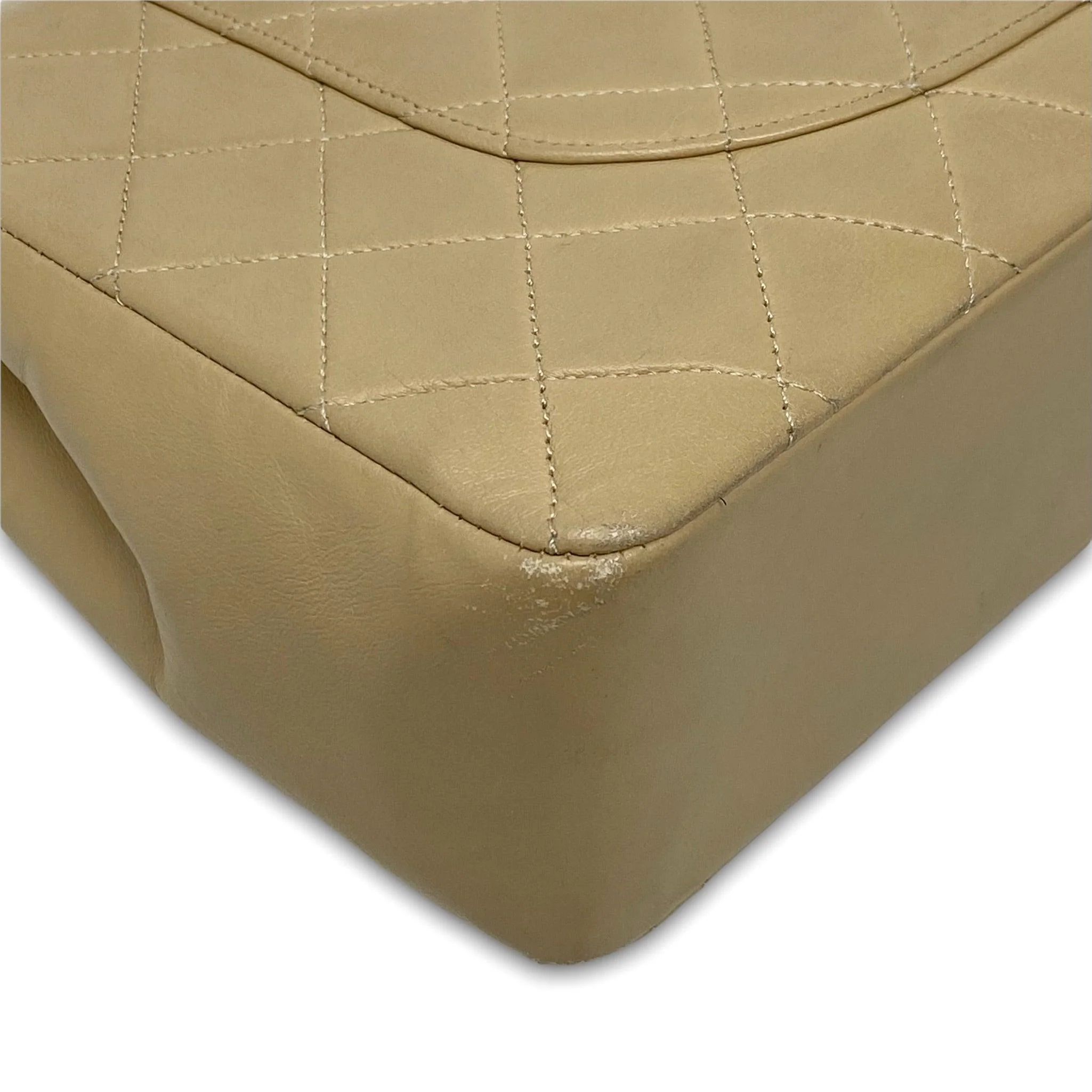 Chanel Vintage Beige Lambskin Medium Flap - Image 8
