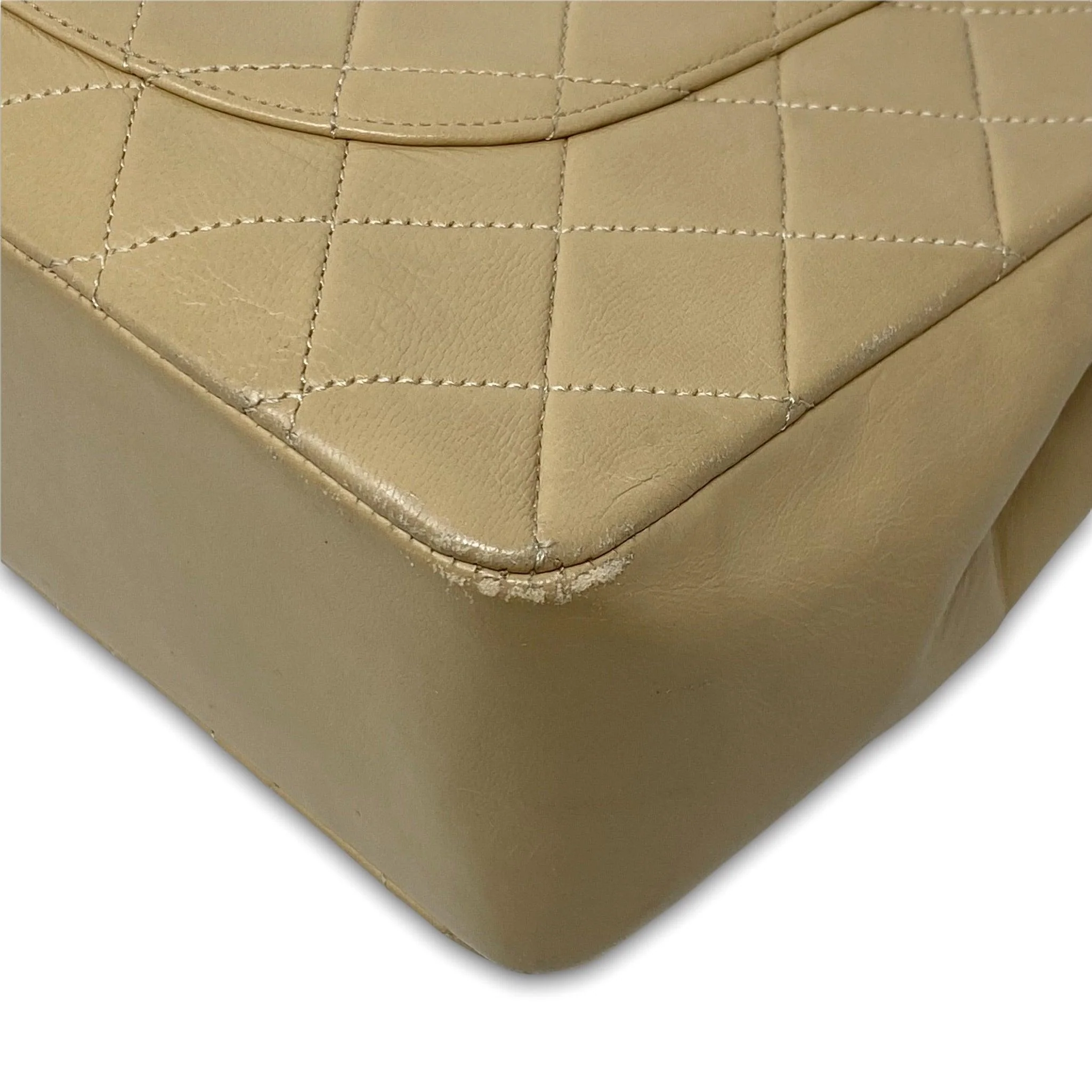 Chanel Vintage Beige Lambskin Medium Flap - Image 9