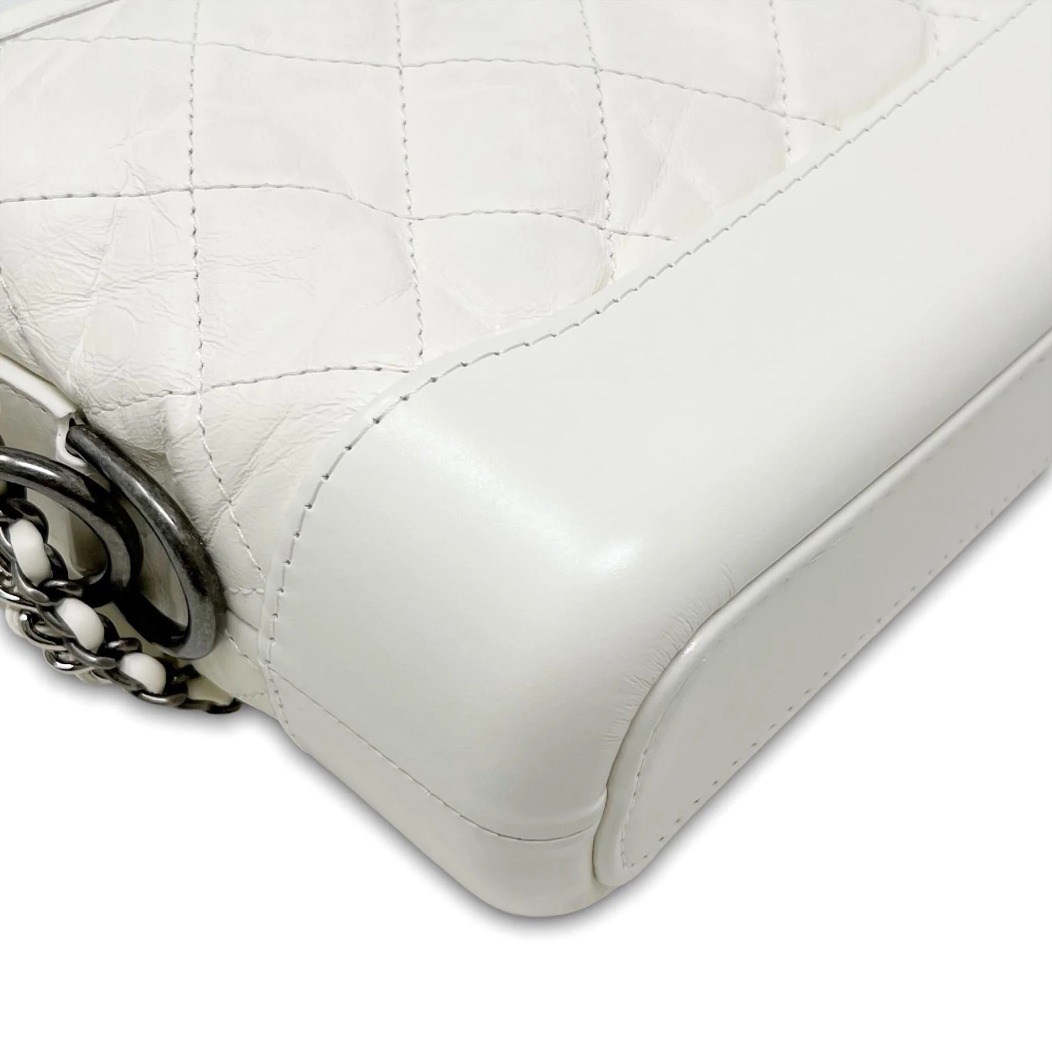 Chanel White Aged Calfskin Small Gabrielle Bag - Image 10