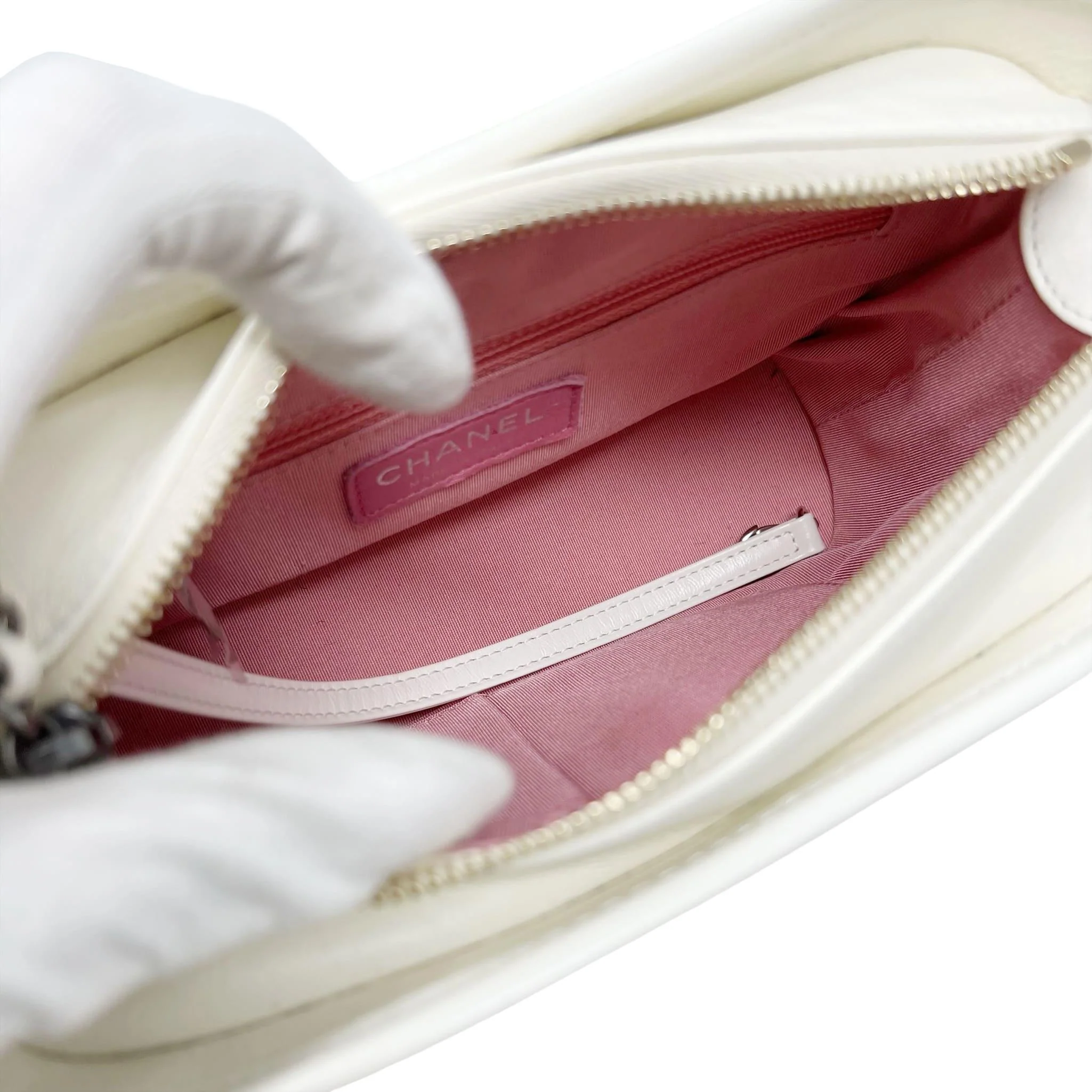 Chanel White Aged Calfskin Small Gabrielle Bag - Image 12