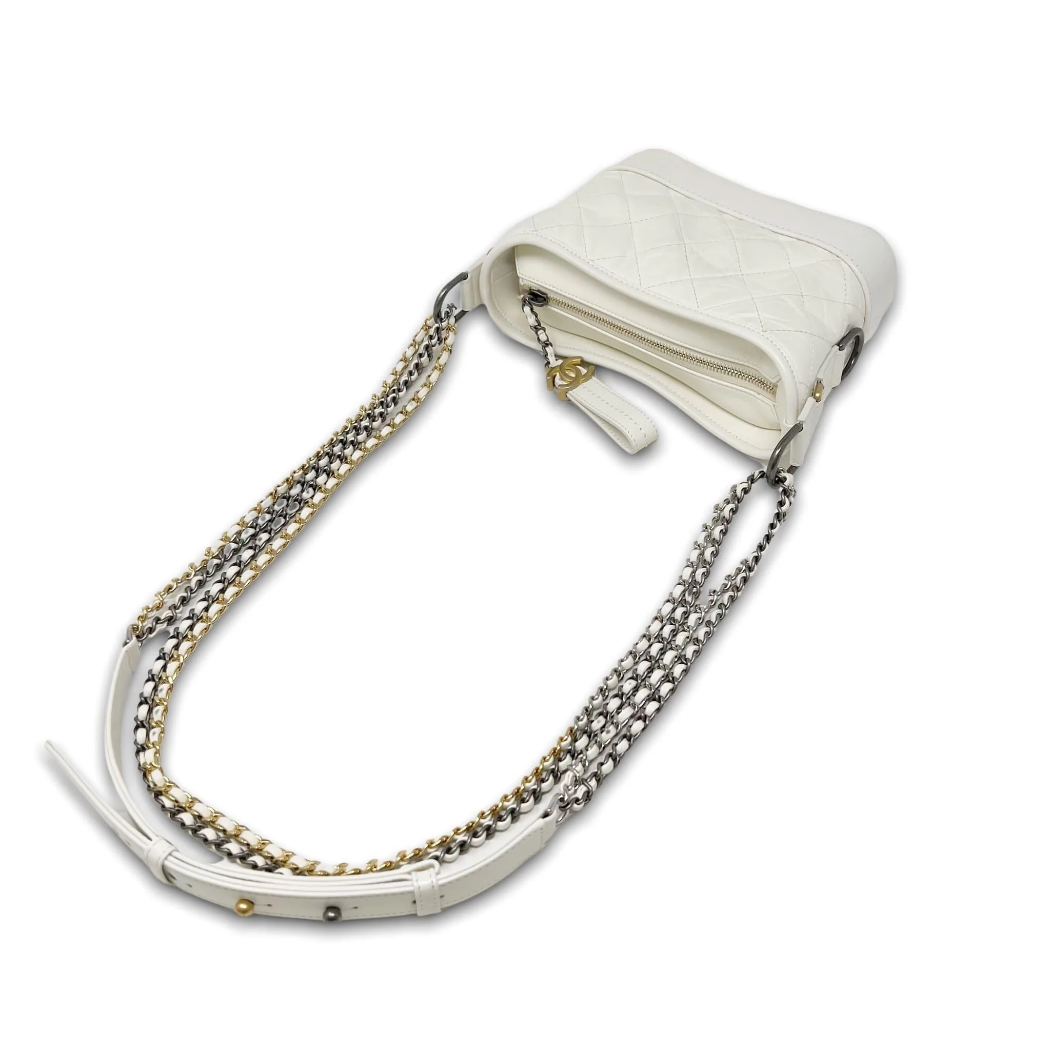 Chanel White Aged Calfskin Small Gabrielle Bag - Image 6