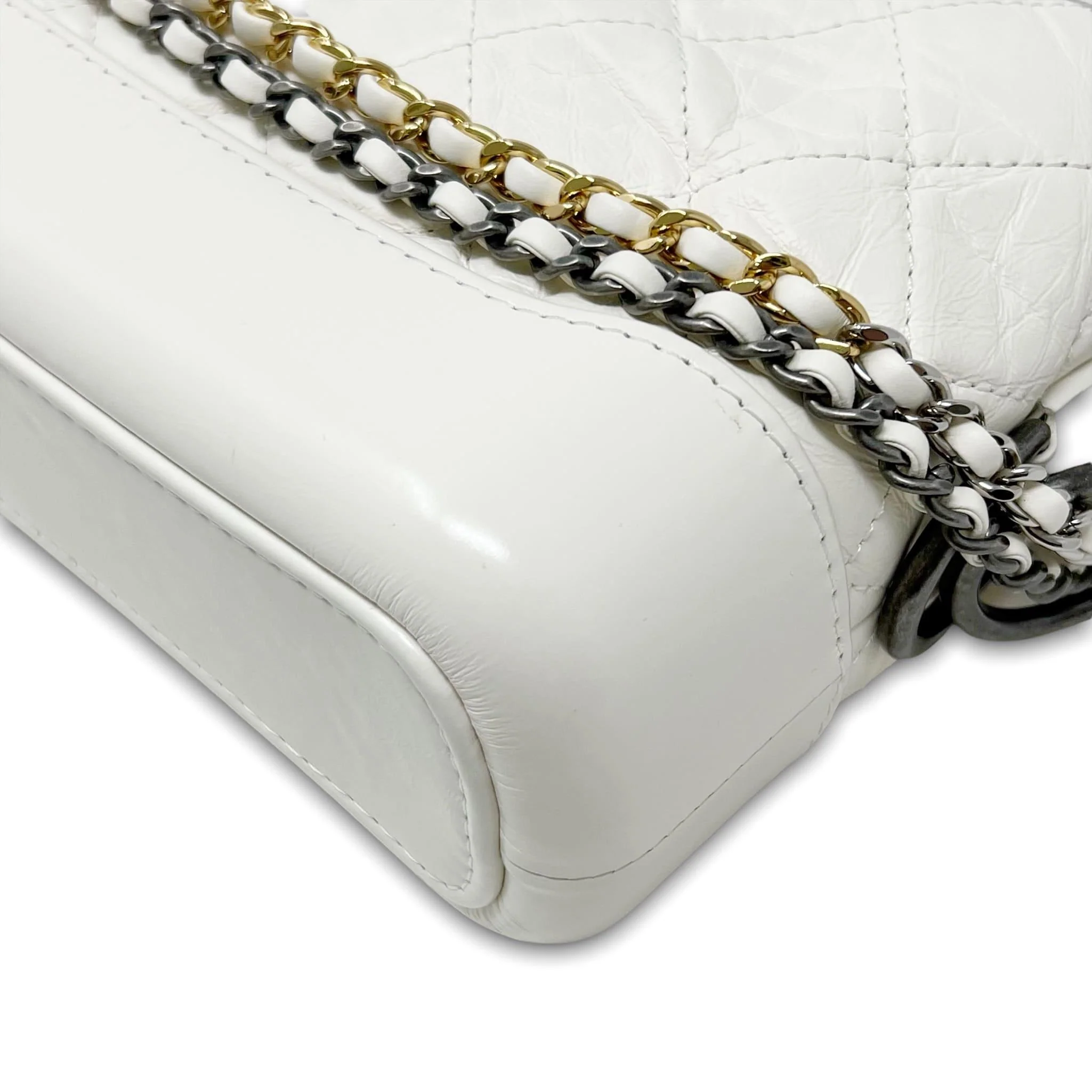 Chanel White Aged Calfskin Small Gabrielle Bag - Image 7
