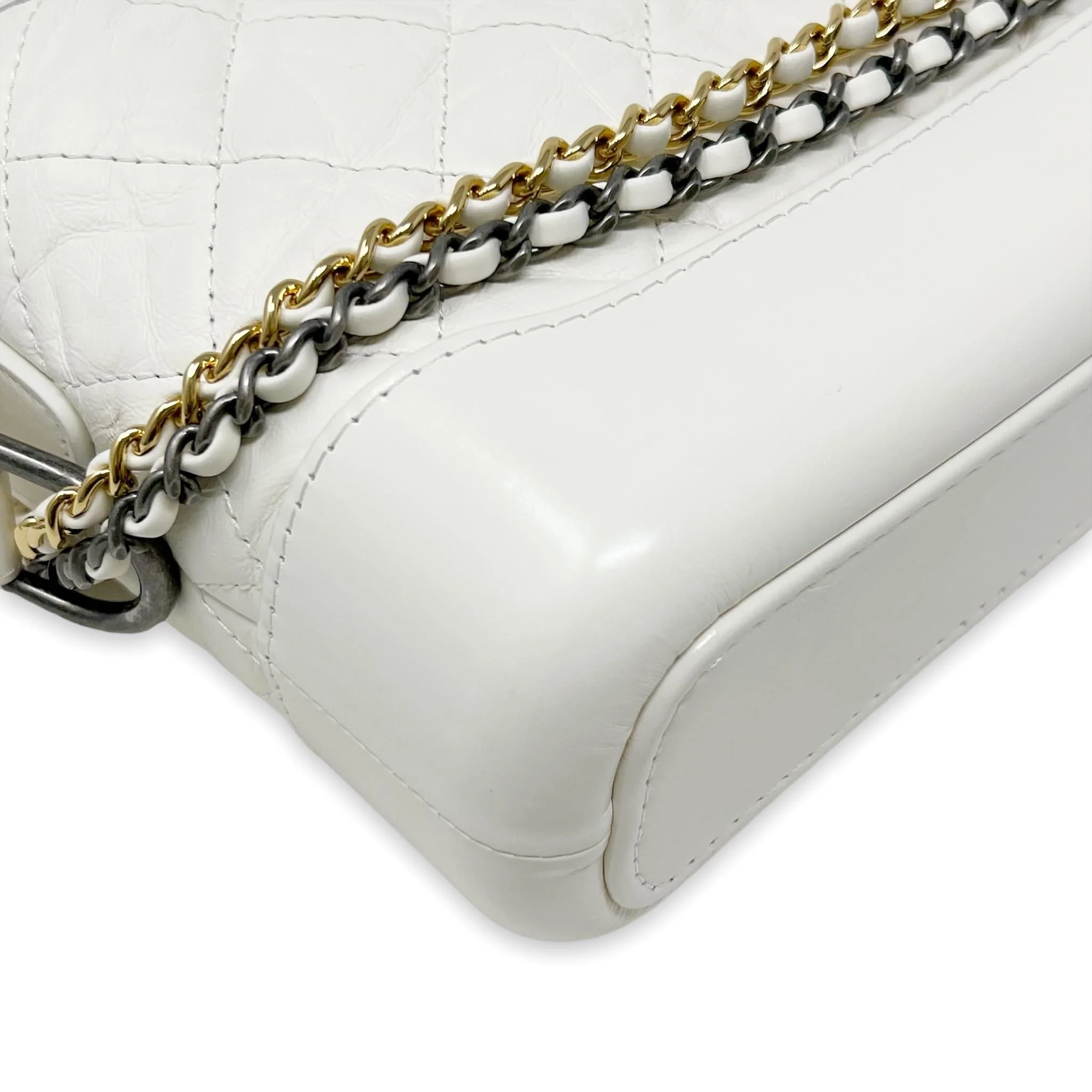 Chanel White Aged Calfskin Small Gabrielle Bag - Image 8