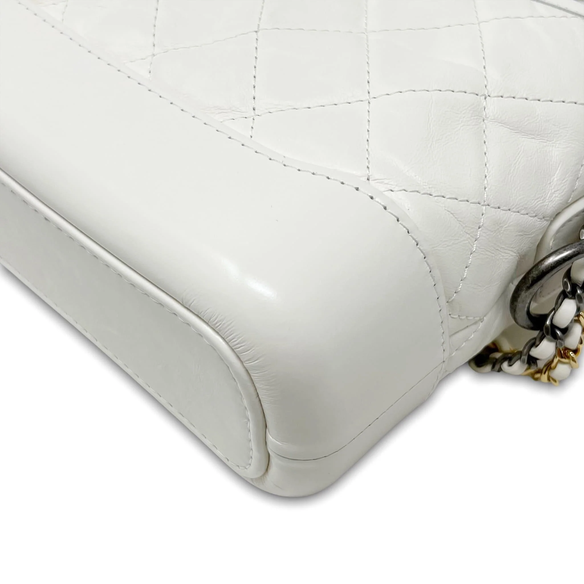 Chanel White Aged Calfskin Small Gabrielle Bag - Image 9
