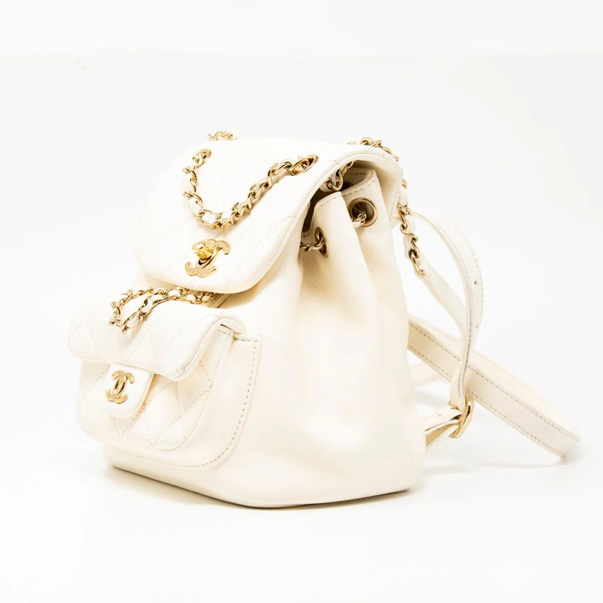Chanel White Lambskin Duma Backpack - Image 2