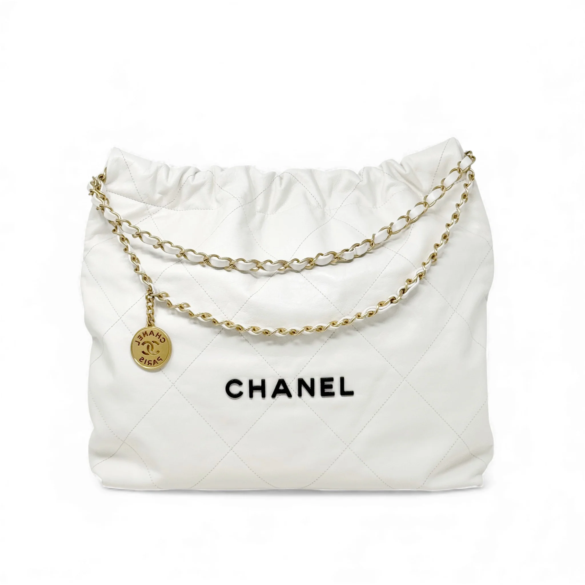 Chanel White Medium 22 Hobo With Pouch