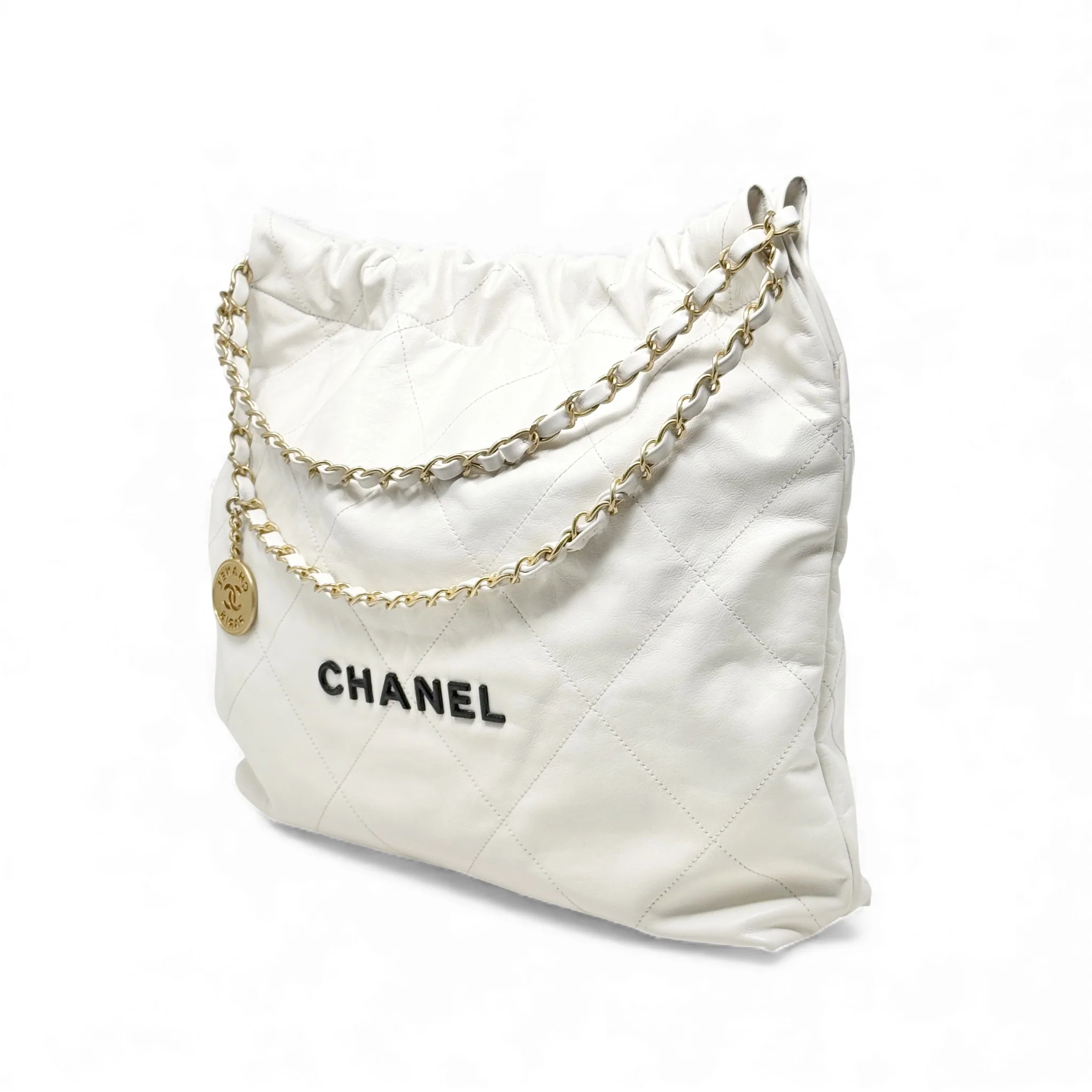 Chanel White Medium 22 Hobo With Pouch - Image 2