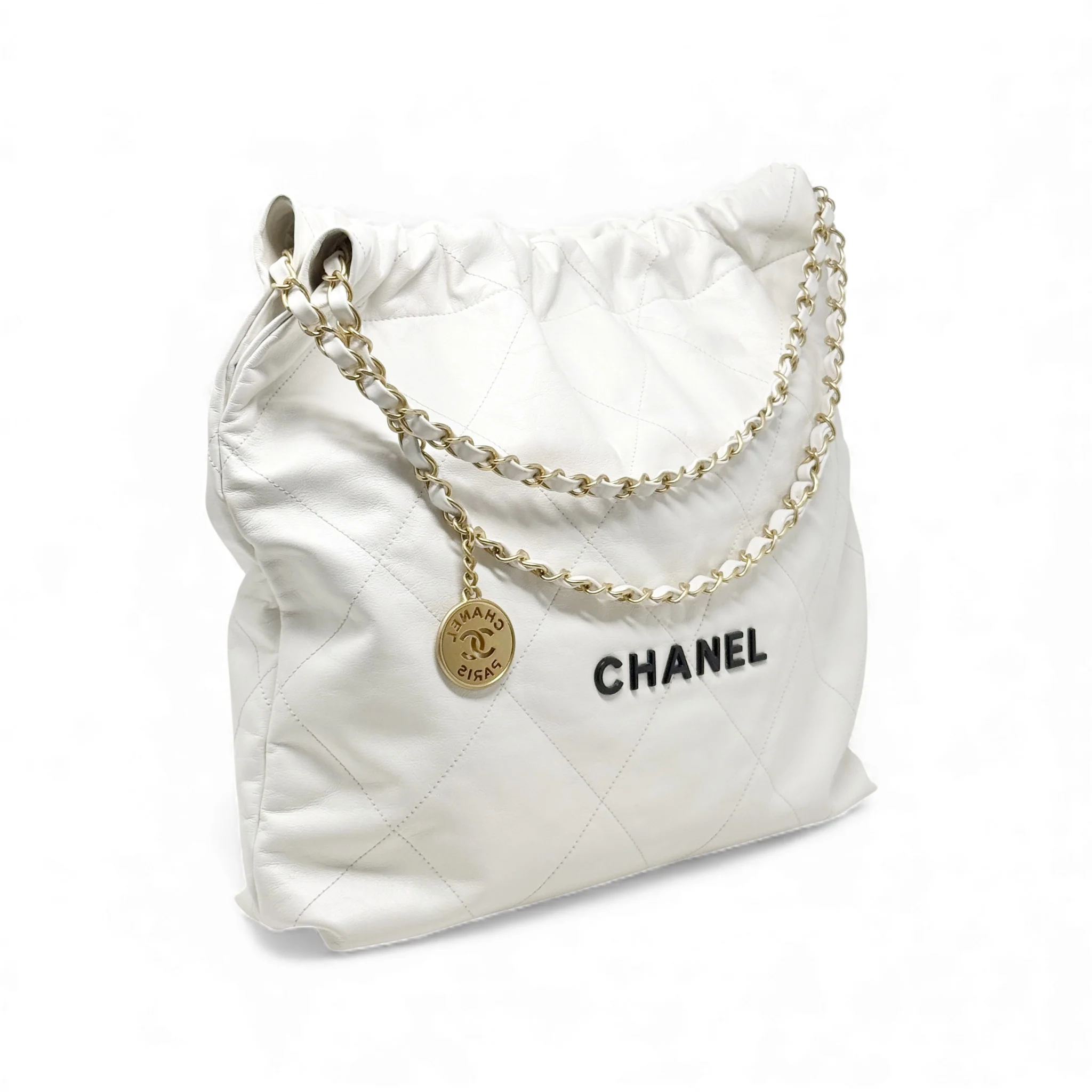 Chanel White Medium 22 Hobo With Pouch - Image 4