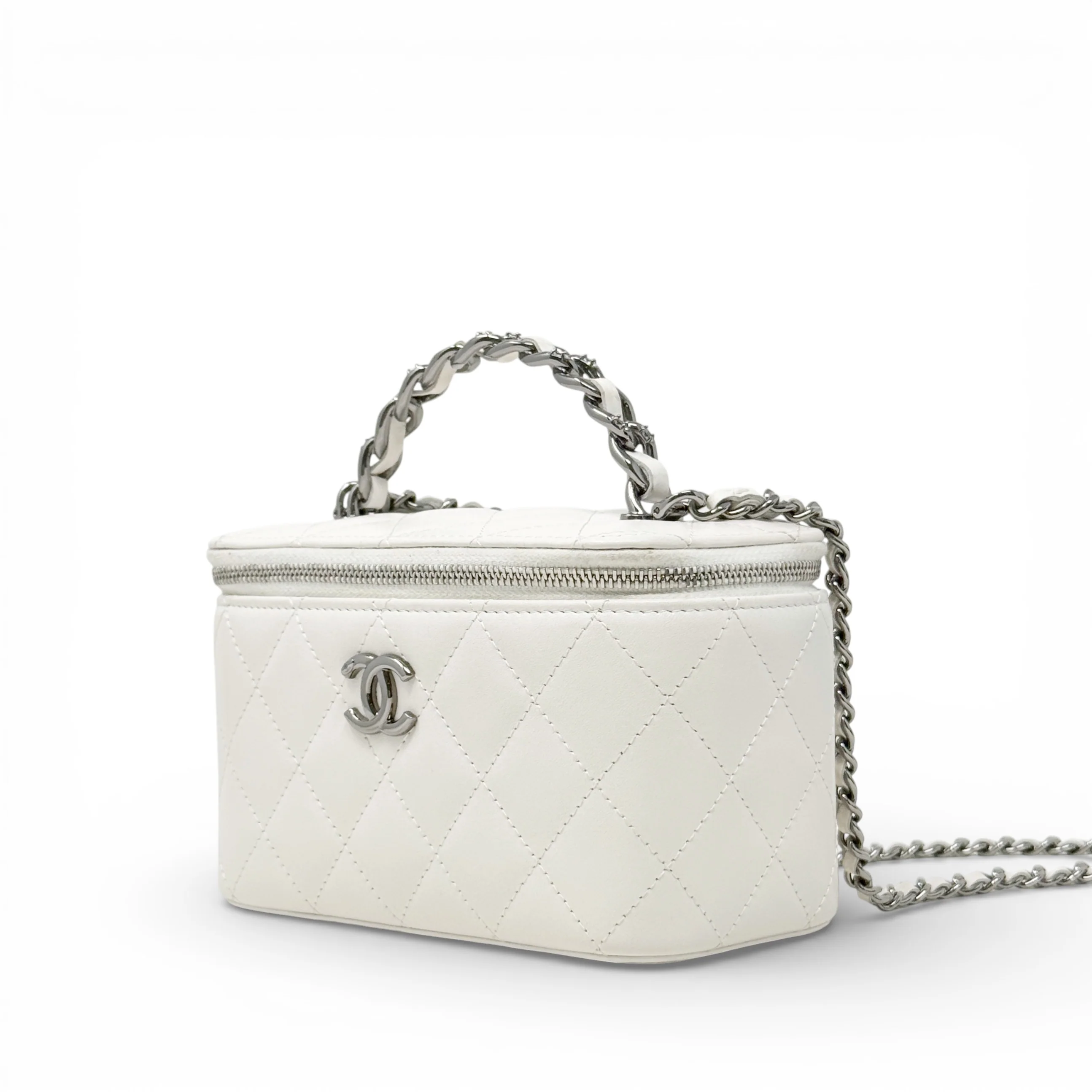 Chanel White Top Handle Vanity On Chain - Image 2