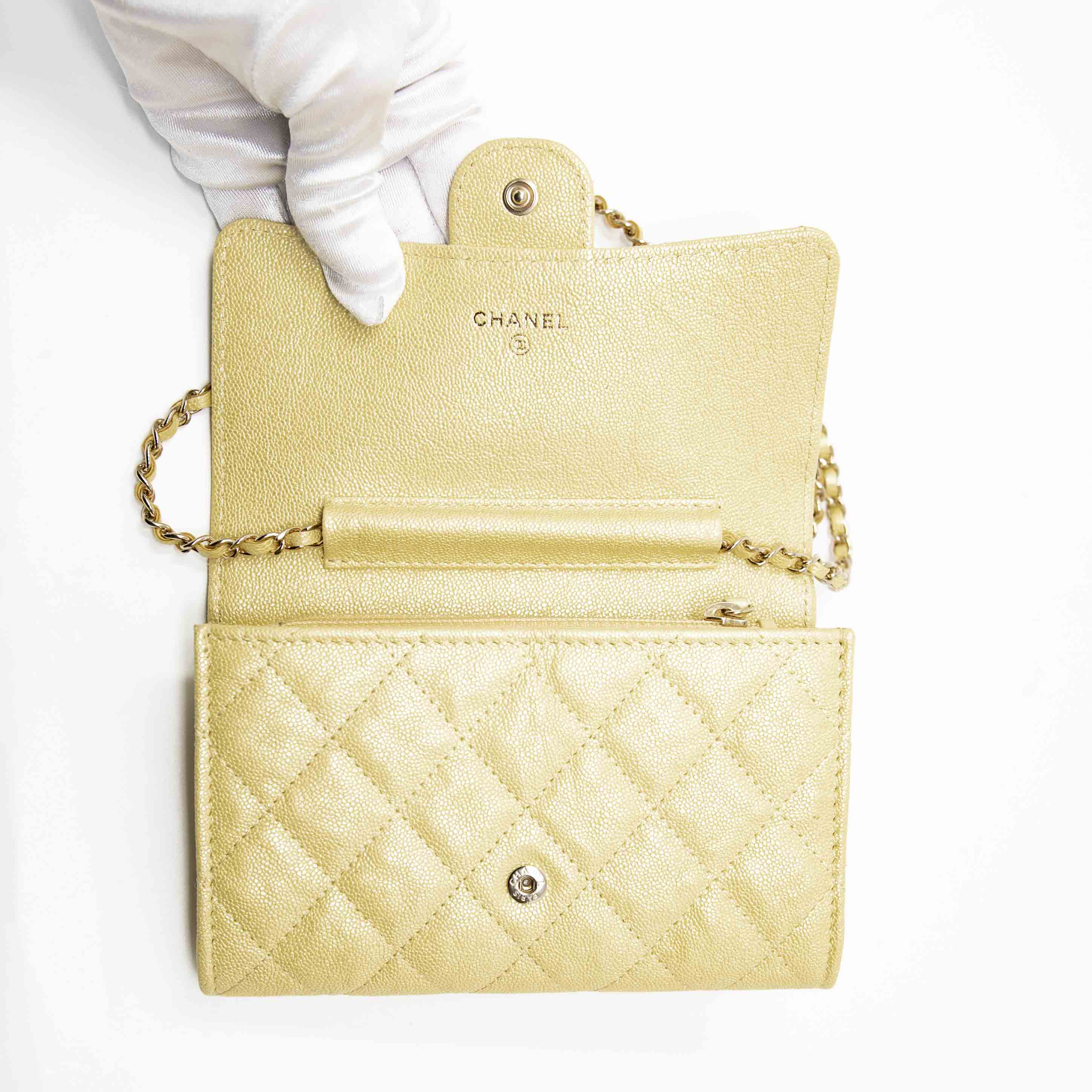 Chanel Yellow Iridescent Mini Wallet On Chain - Image 11