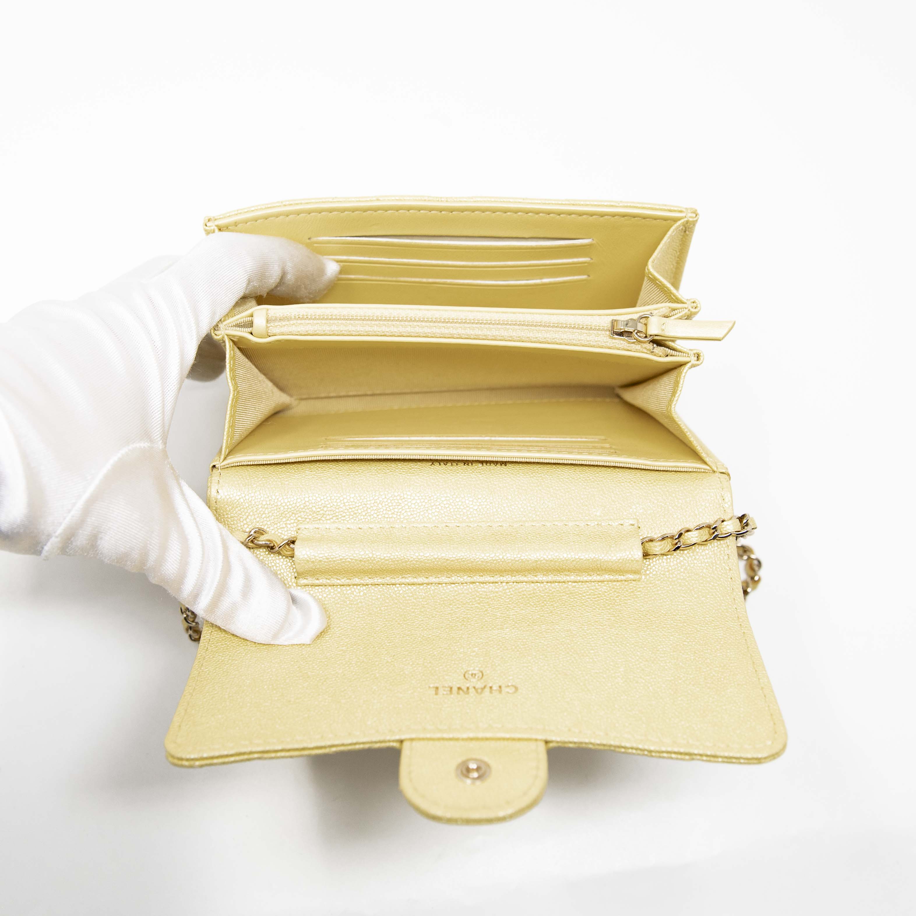 Chanel Yellow Iridescent Mini Wallet On Chain - Image 13