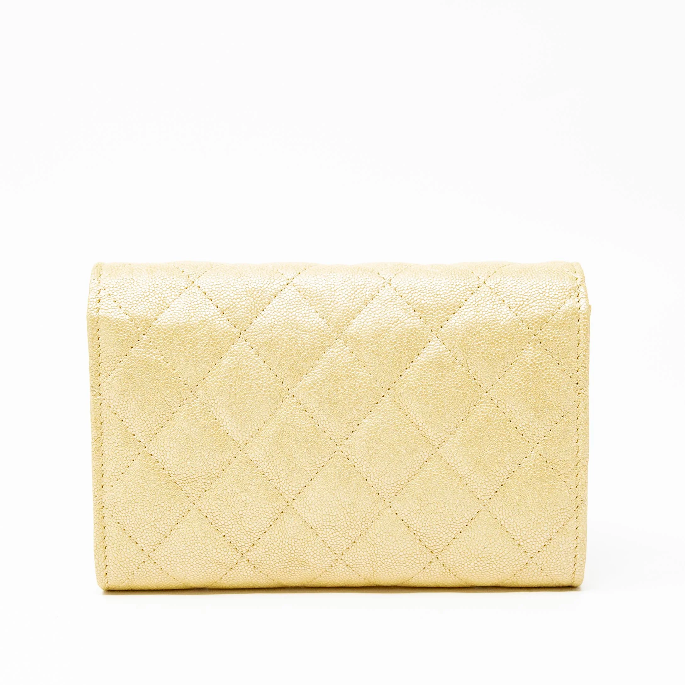 Chanel Yellow Iridescent Mini Wallet On Chain - Image 3