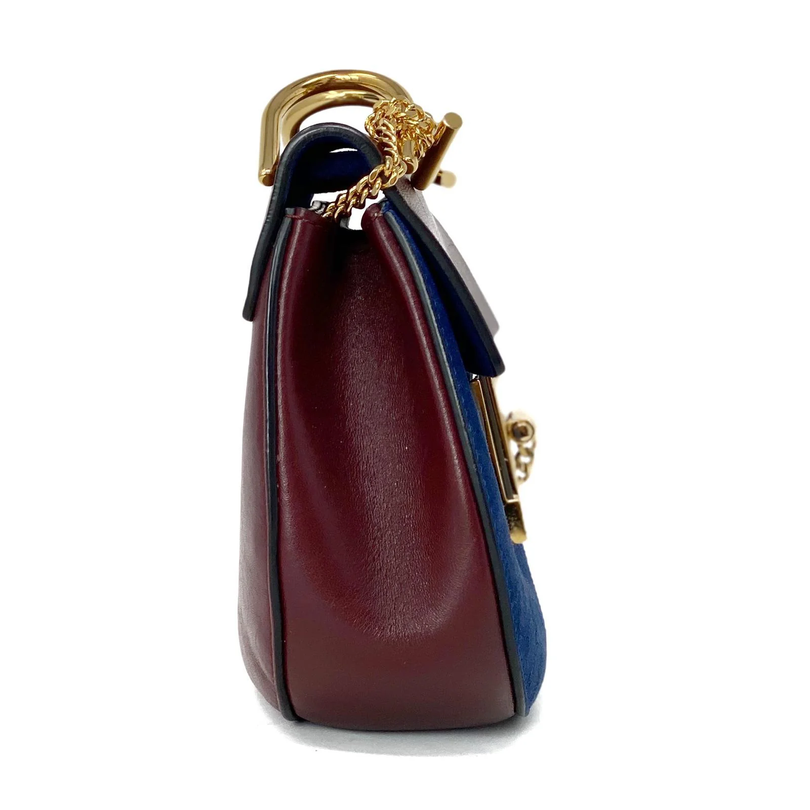 Chloe Burgundy & Navy Mini Drew Bag - Image 3