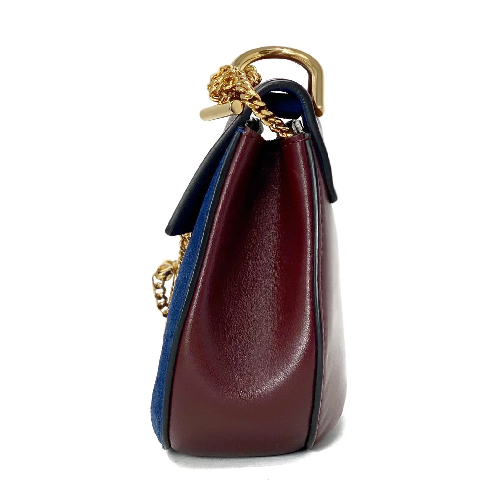 Chloe Burgundy & Navy Mini Drew Bag - Image 4