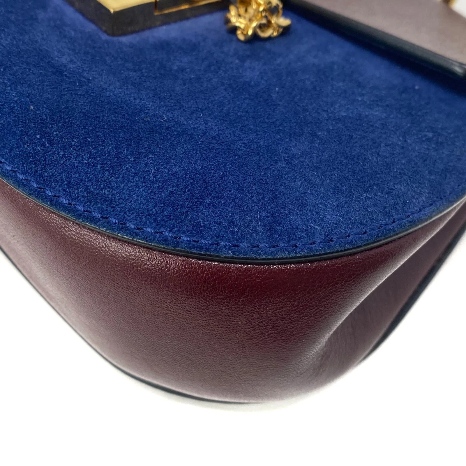 Chloe Burgundy & Navy Mini Drew Bag - Image 6