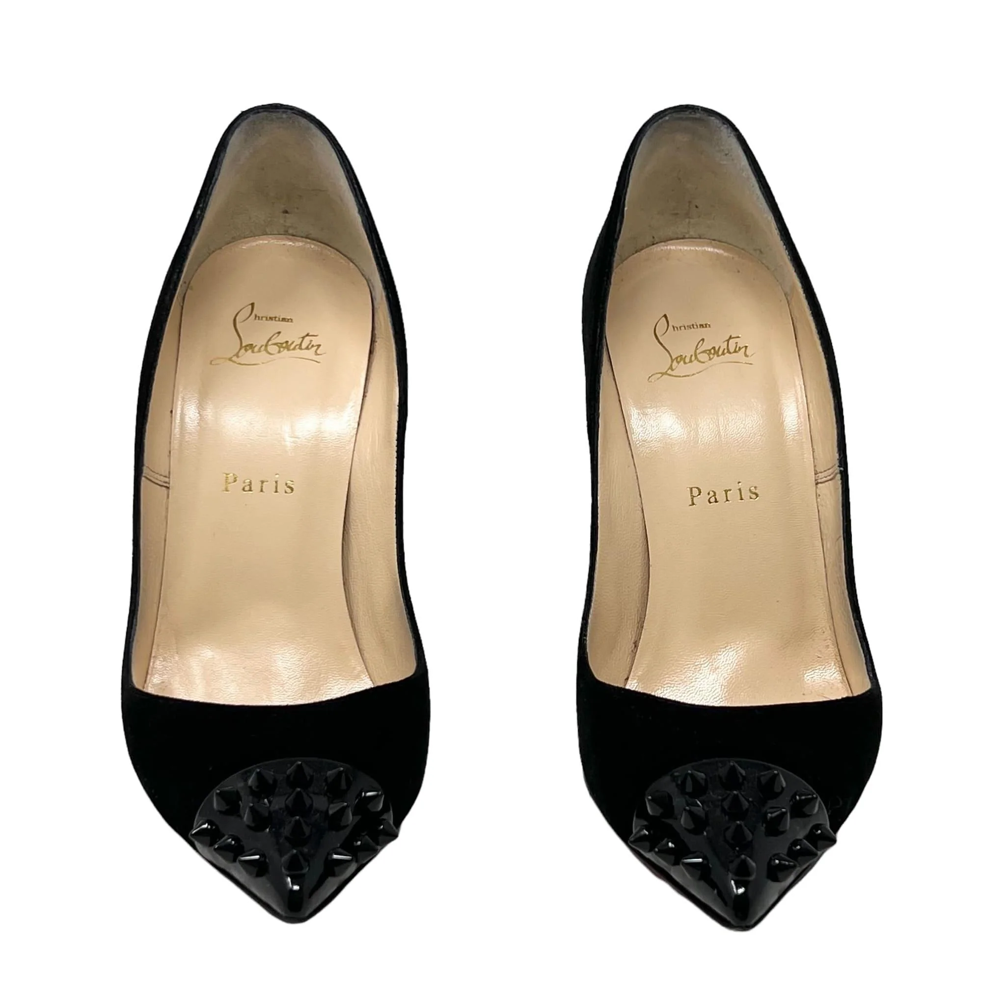 Christian Louboutin Black Suede GEO Spike Pumps 38 - Image 3
