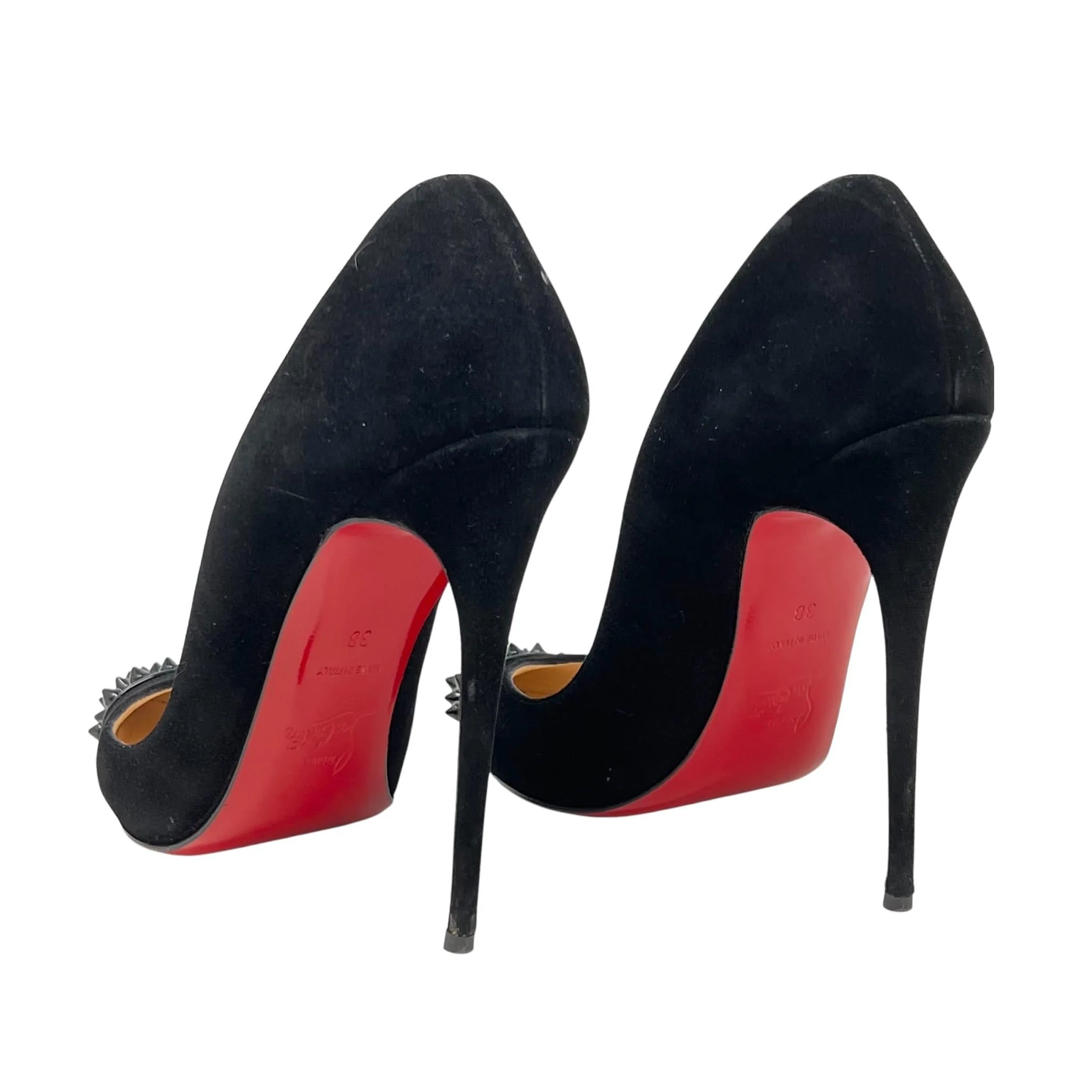Christian Louboutin Black Suede GEO Spike Pumps 38 - Image 5