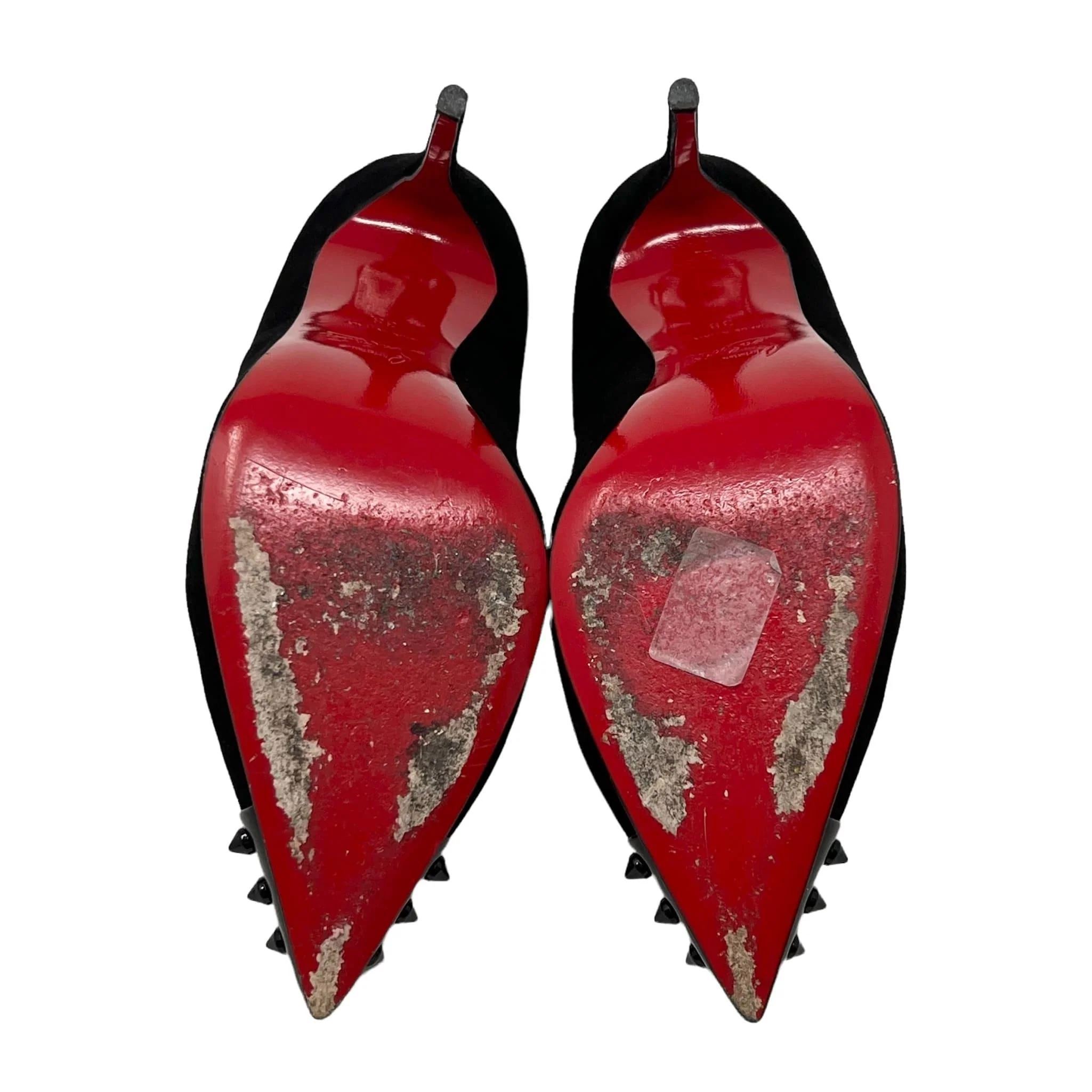 Christian Louboutin Black Suede GEO Spike Pumps 38 - Image 6