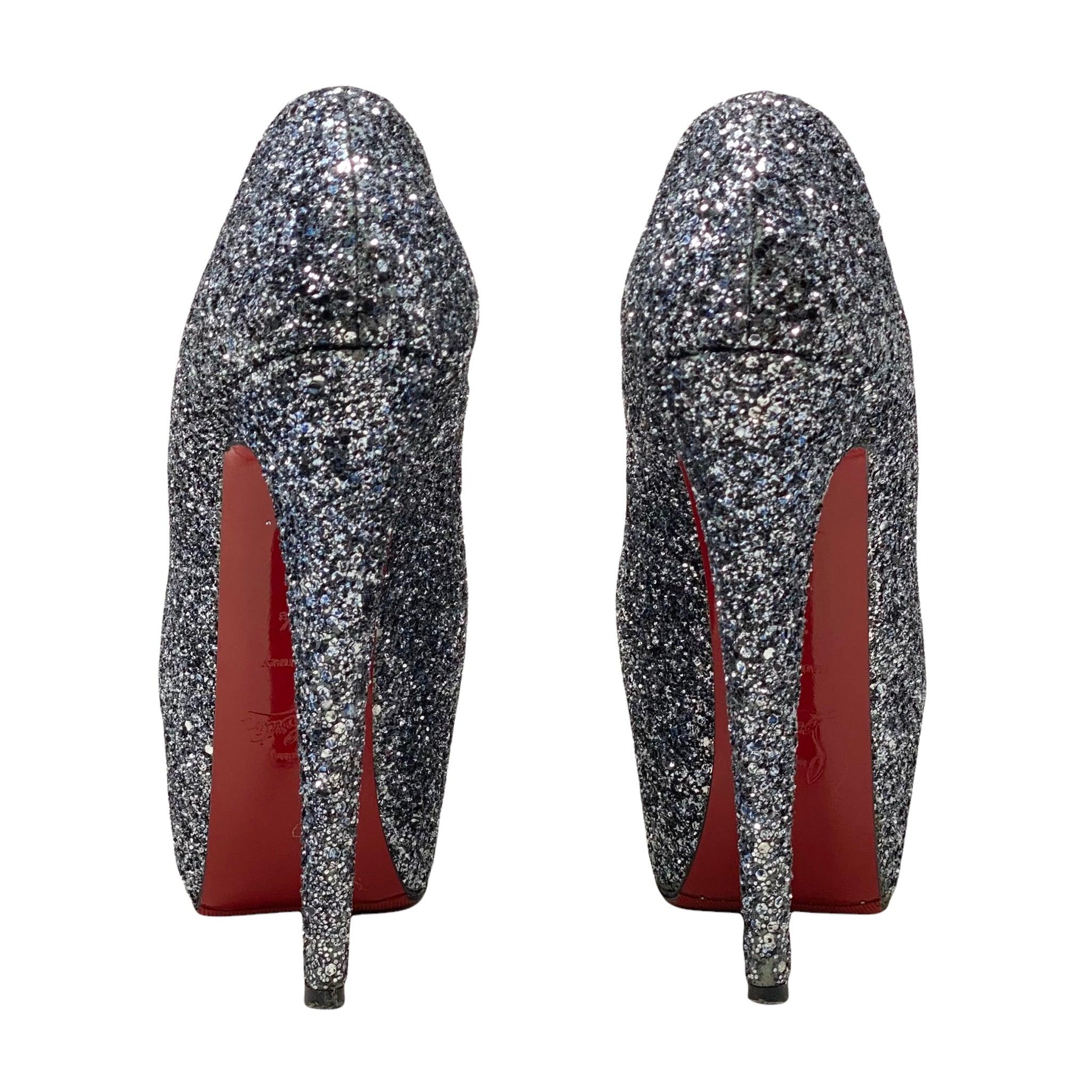 Christian Louboutin Blue Glitter Daffodile Pumps 35.5 - Image 3