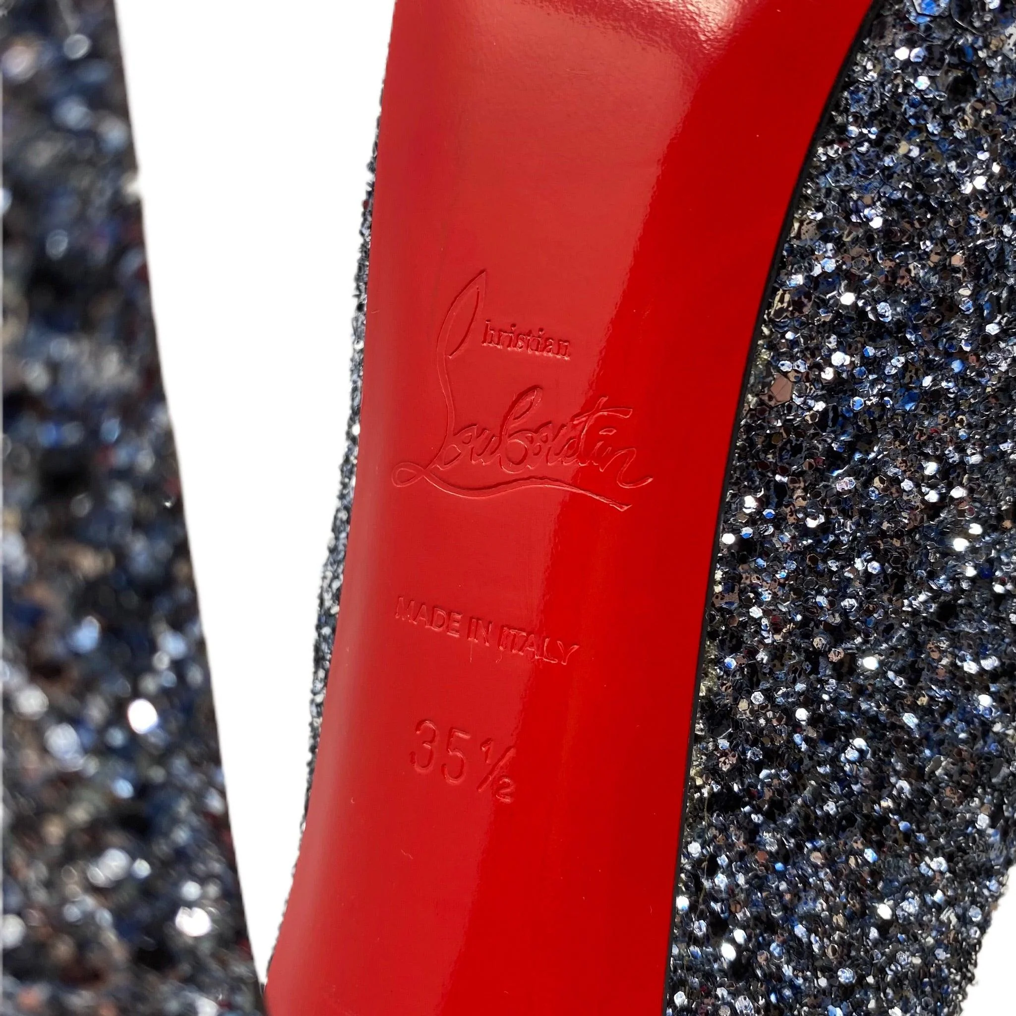 Christian Louboutin Blue Glitter Daffodile Pumps 35.5 - Image 5