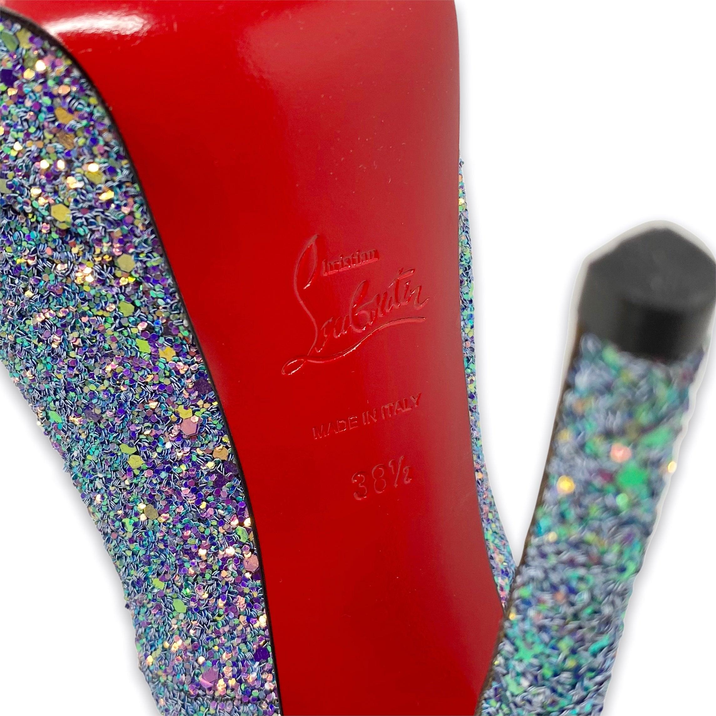 Christian Louboutin Dragonfly Glitter Lady Peep Pumps 38.5 - Image 5