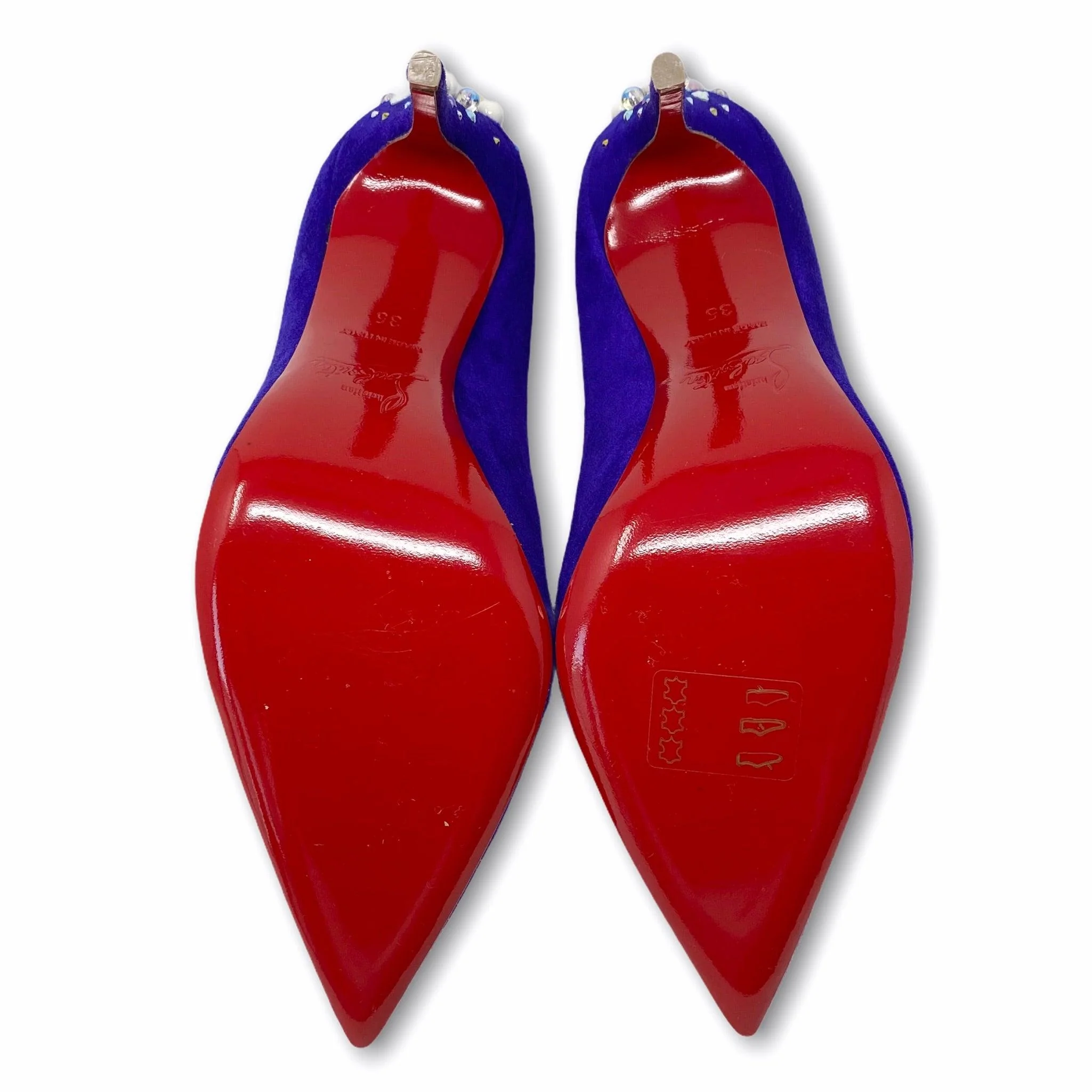 Christian Louboutin Purple Pop Suede Candidate Pumps 35 - Image 4